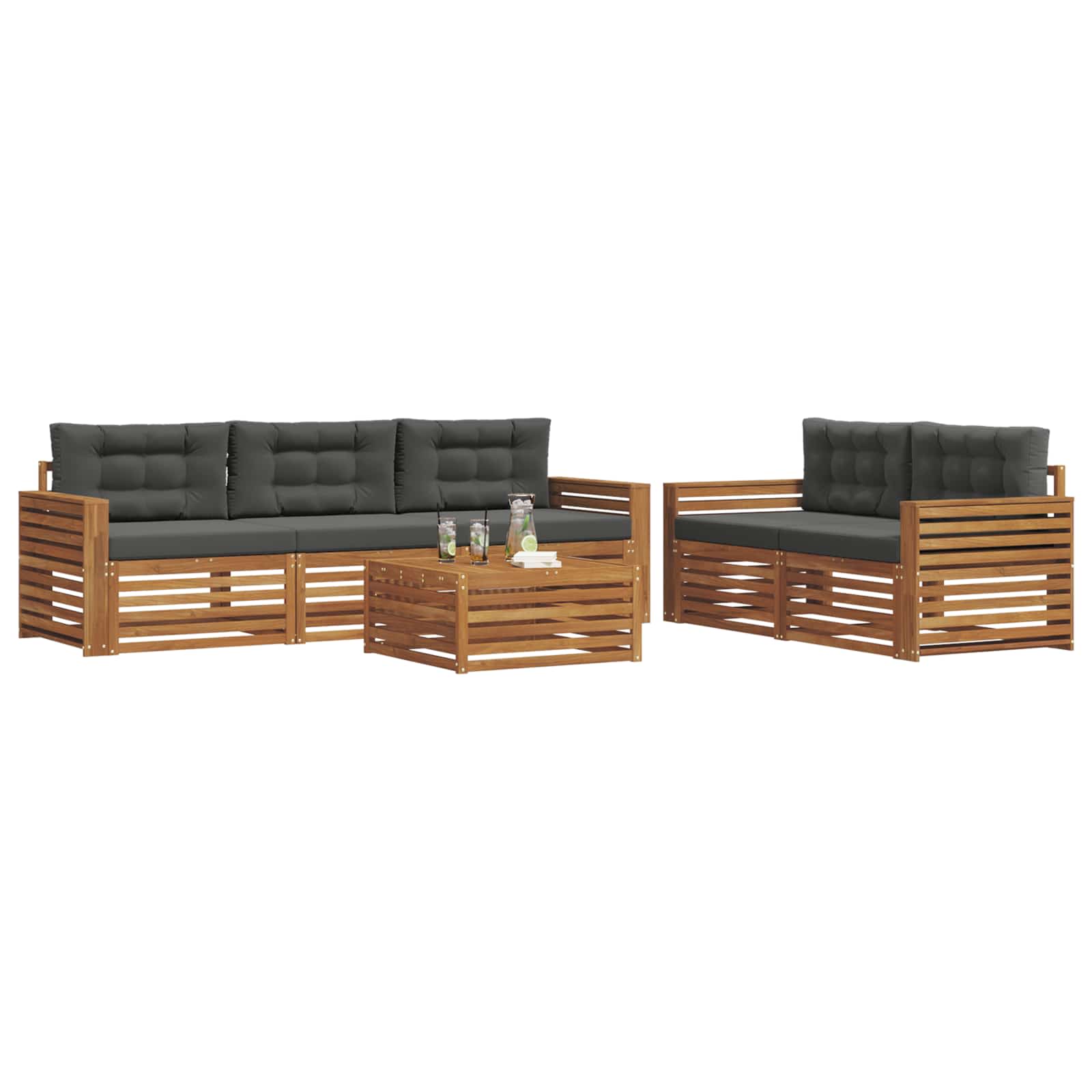 Ensemble de canapés d'extérieur 6 pcs Naturel et Anthracite - XIOS