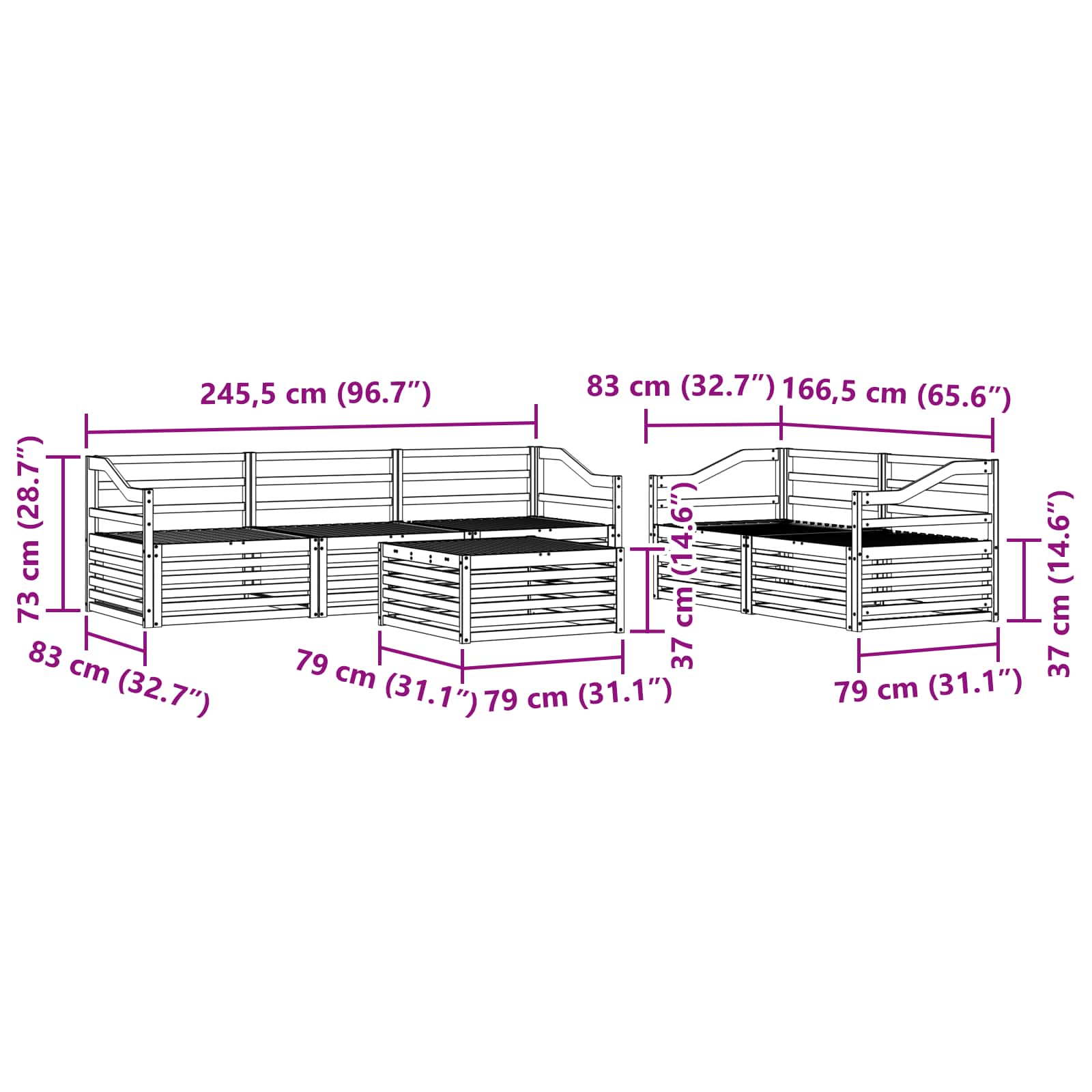 Ensemble de canapés d'extérieur 6 pcs Naturel - XIOS