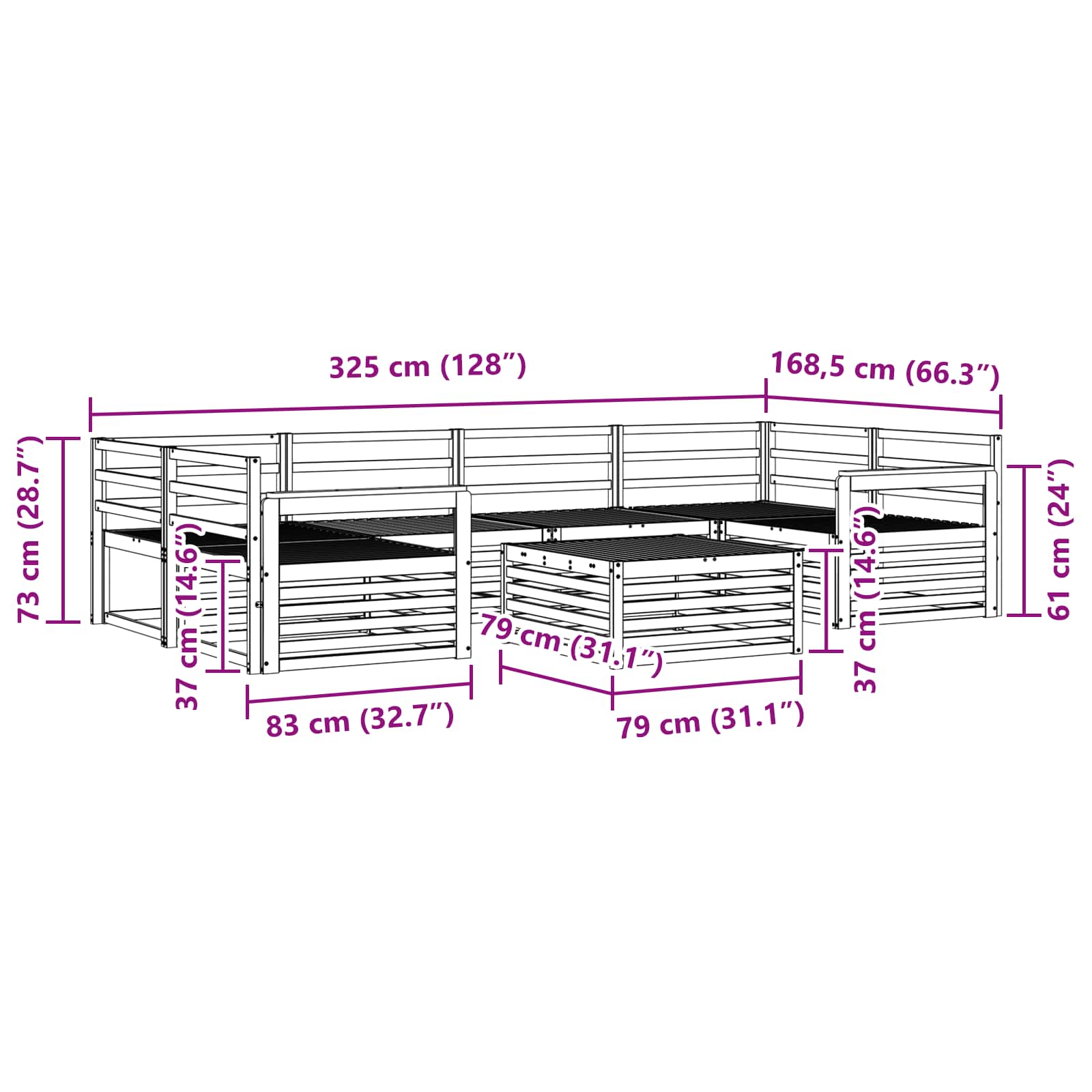 Ensemble de canapés d'extérieur 7 pcs Naturel - XIOS