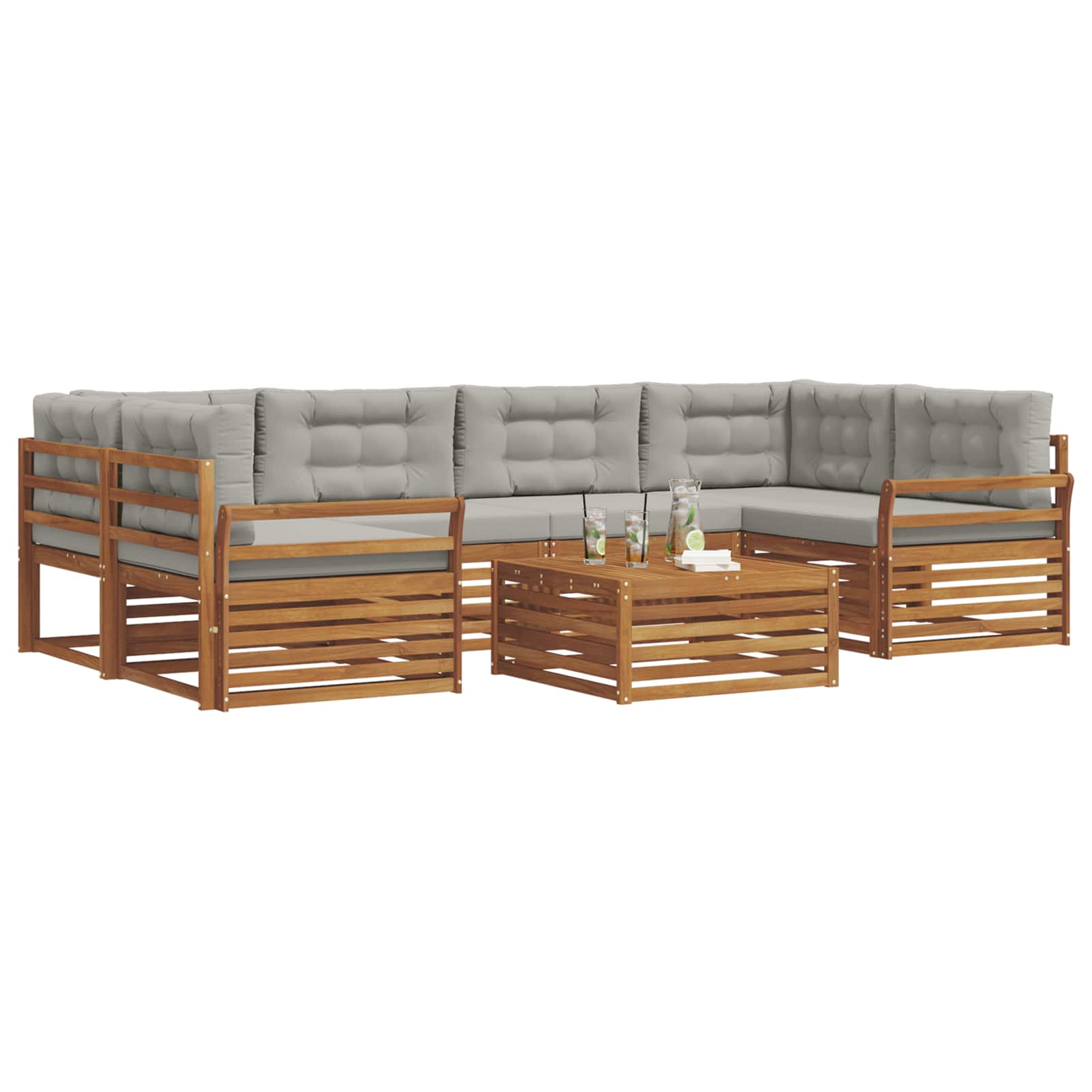 Ensemble de canapés d'extérieur 21 pcs Gris Naturel et Clair - XIOS