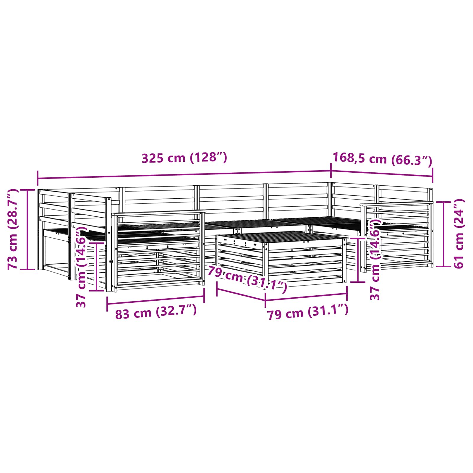 Ensemble de canapés d'extérieur 7 pcs Naturel - XIOS