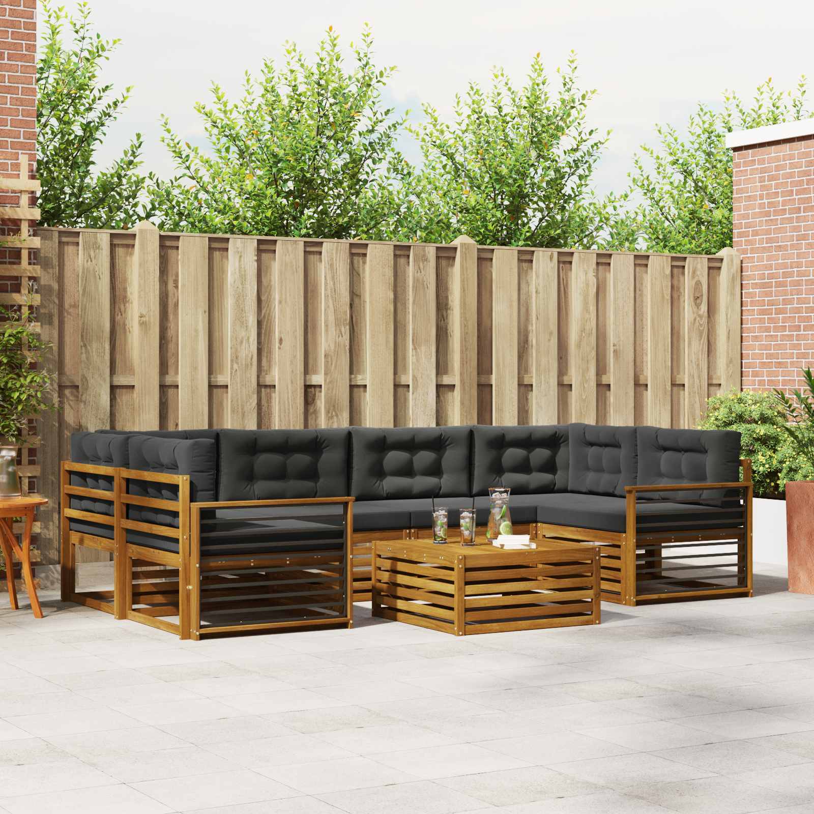 Ensemble de canapés d'extérieur 8 pcs Naturel et Anthracite - XIOS