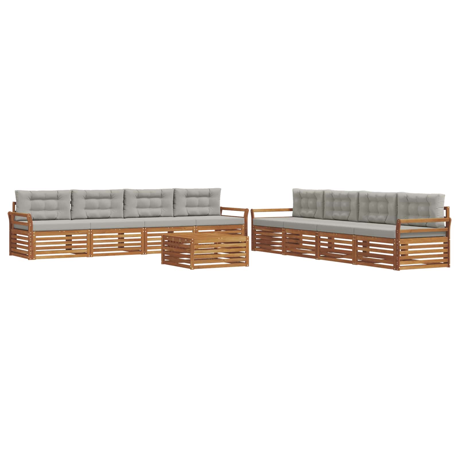 Ensemble de canapés d'extérieur 9 pcs Gris Naturel et Clair - XIOS