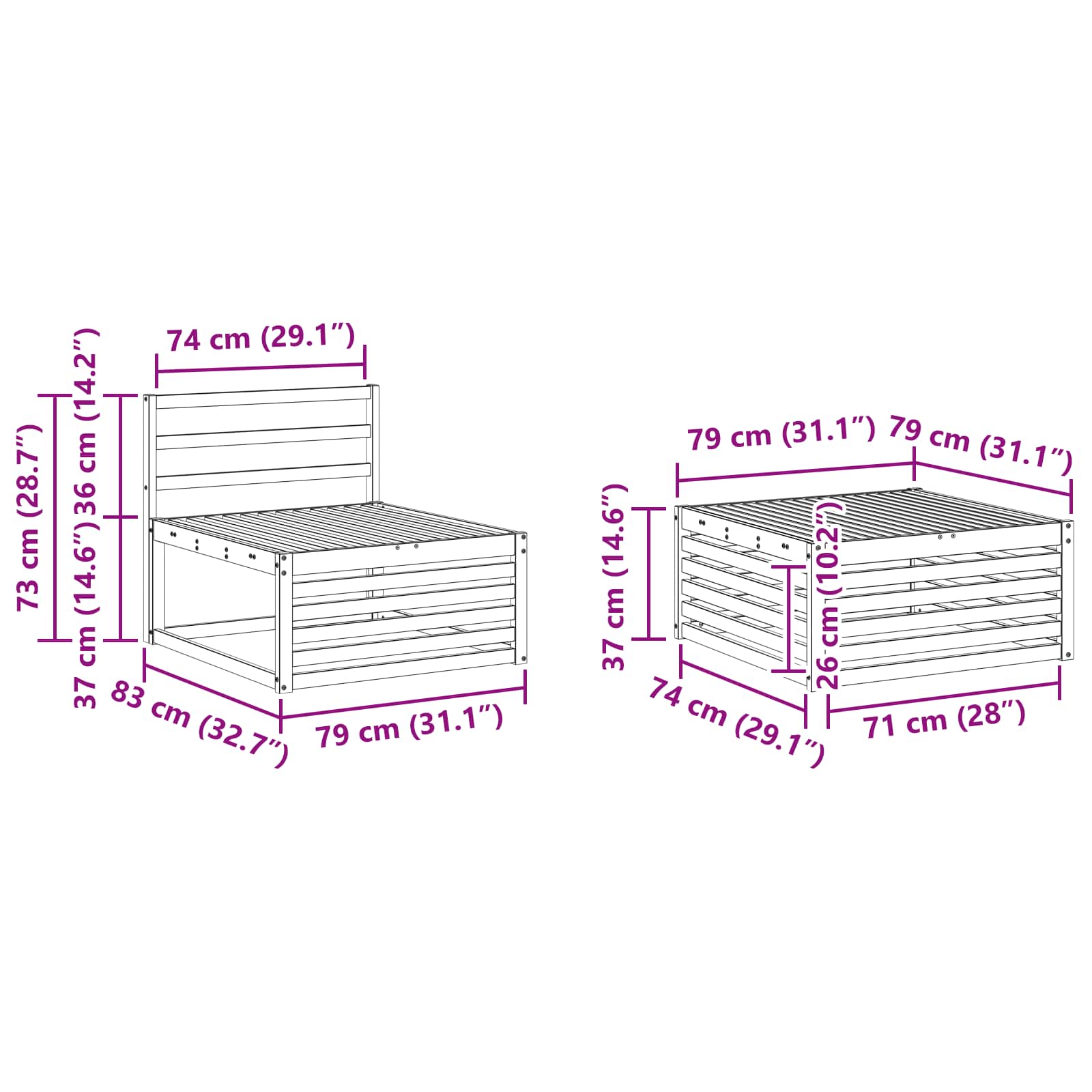 Ensemble de canapés d'extérieur Naturel 249,5 x 162,5 x 73 cm - XIOS