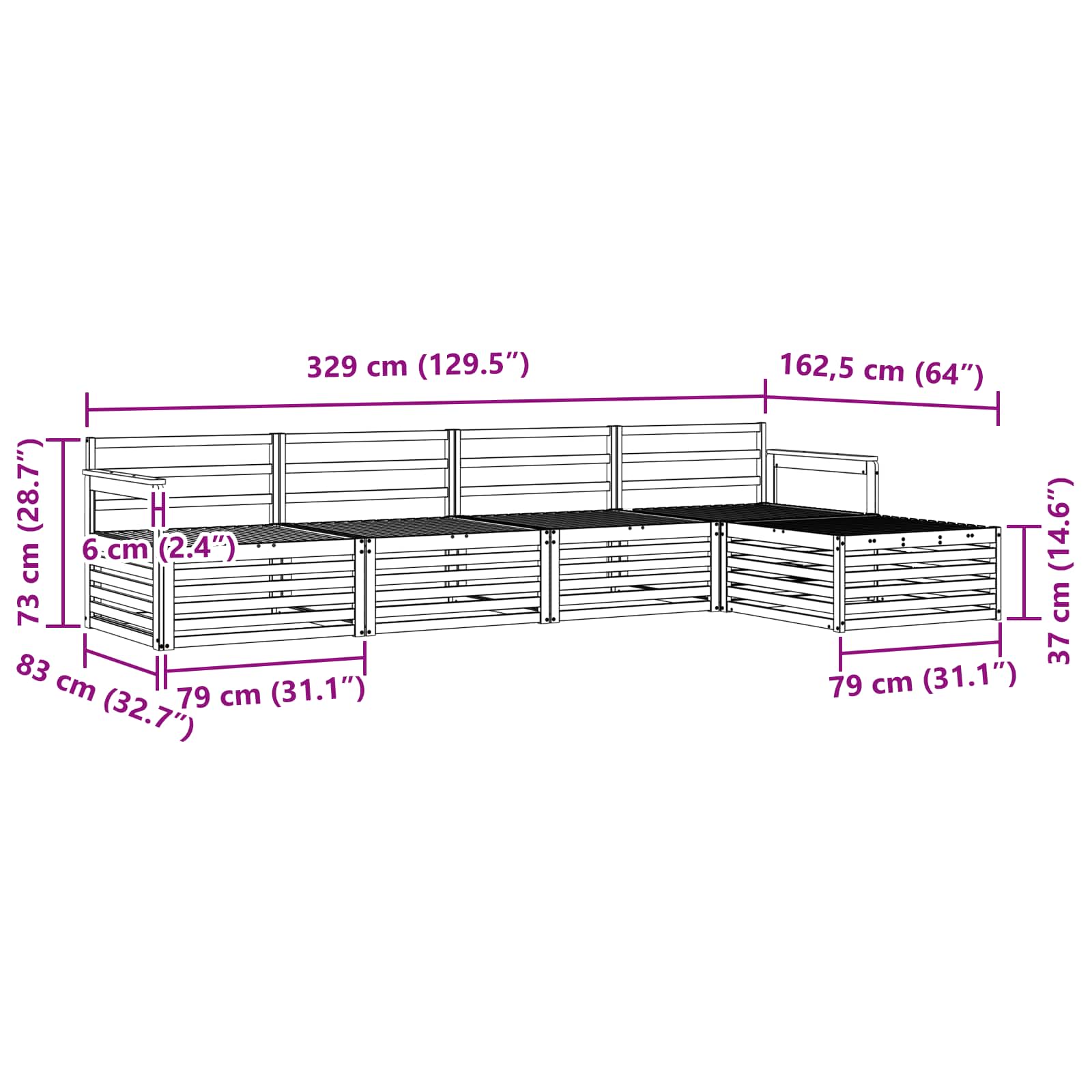 Ensemble de canapés d'extérieur 5 pcs Naturel - XIOS