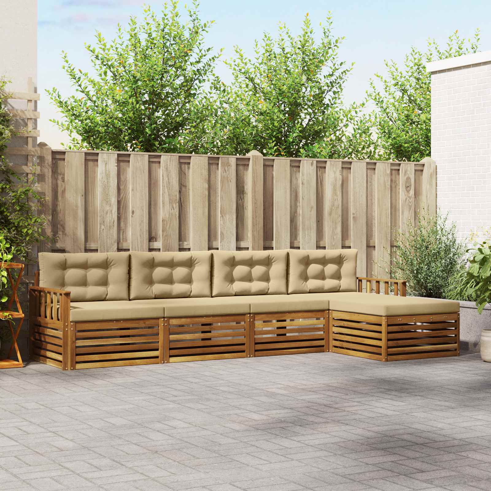 Ensemble de canapés d'extérieur 5 pcs Naturel et Beige - XIOS