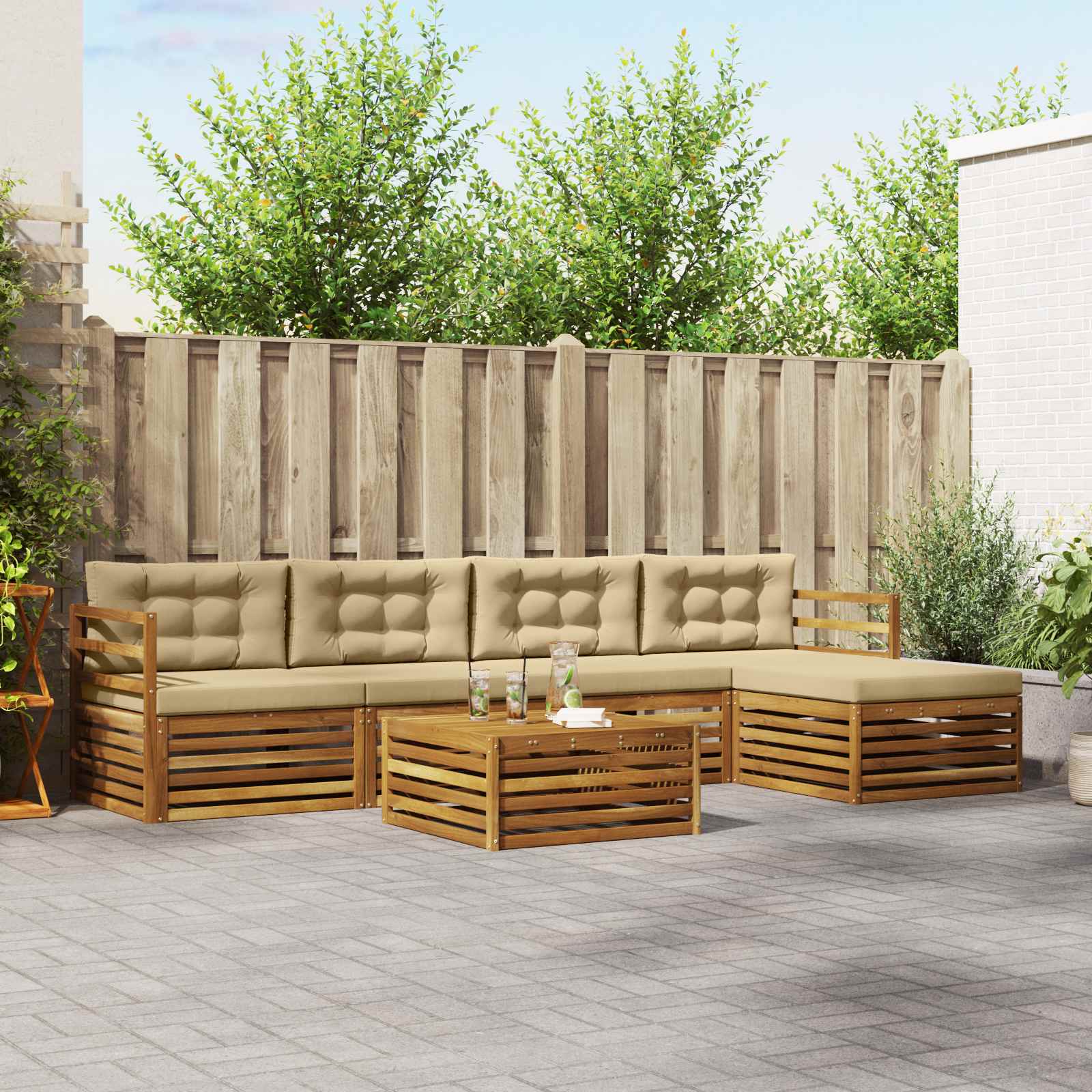 Ensemble de canapés d'extérieur 6 pcs Naturel et Beige - XIOS