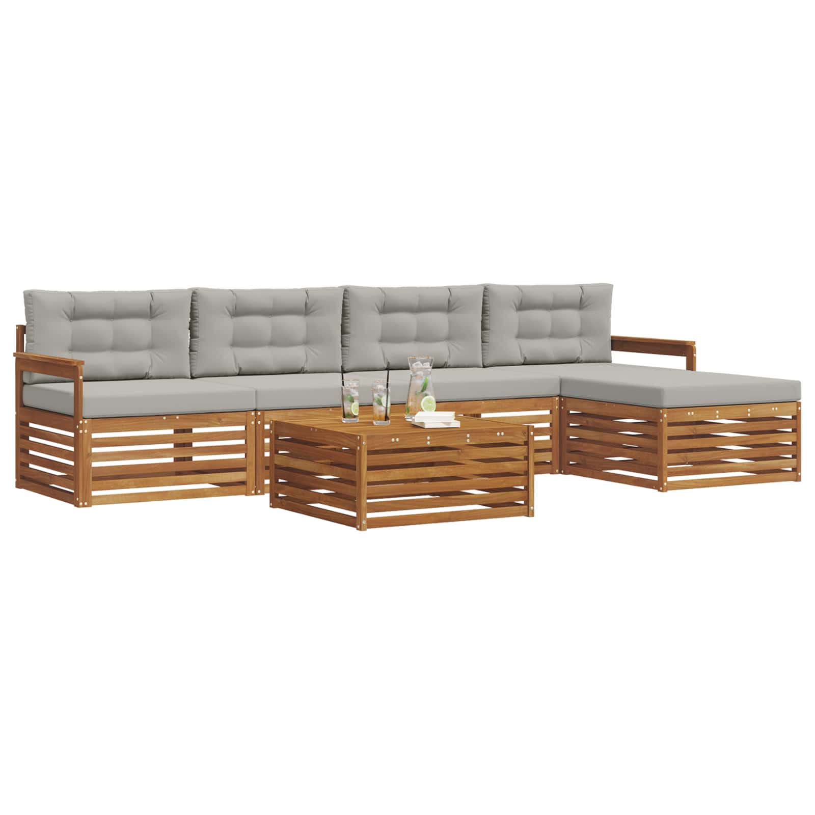 Ensemble de canapés d'extérieur 6 pcs Gris Naturel et Clair - XIOS