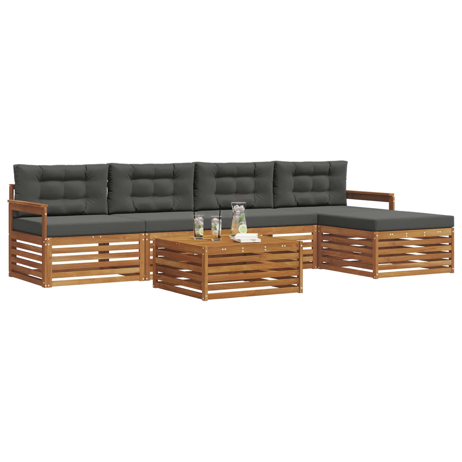 Ensemble de canapés d'extérieur 6 pcs Naturel et Anthracite - XIOS