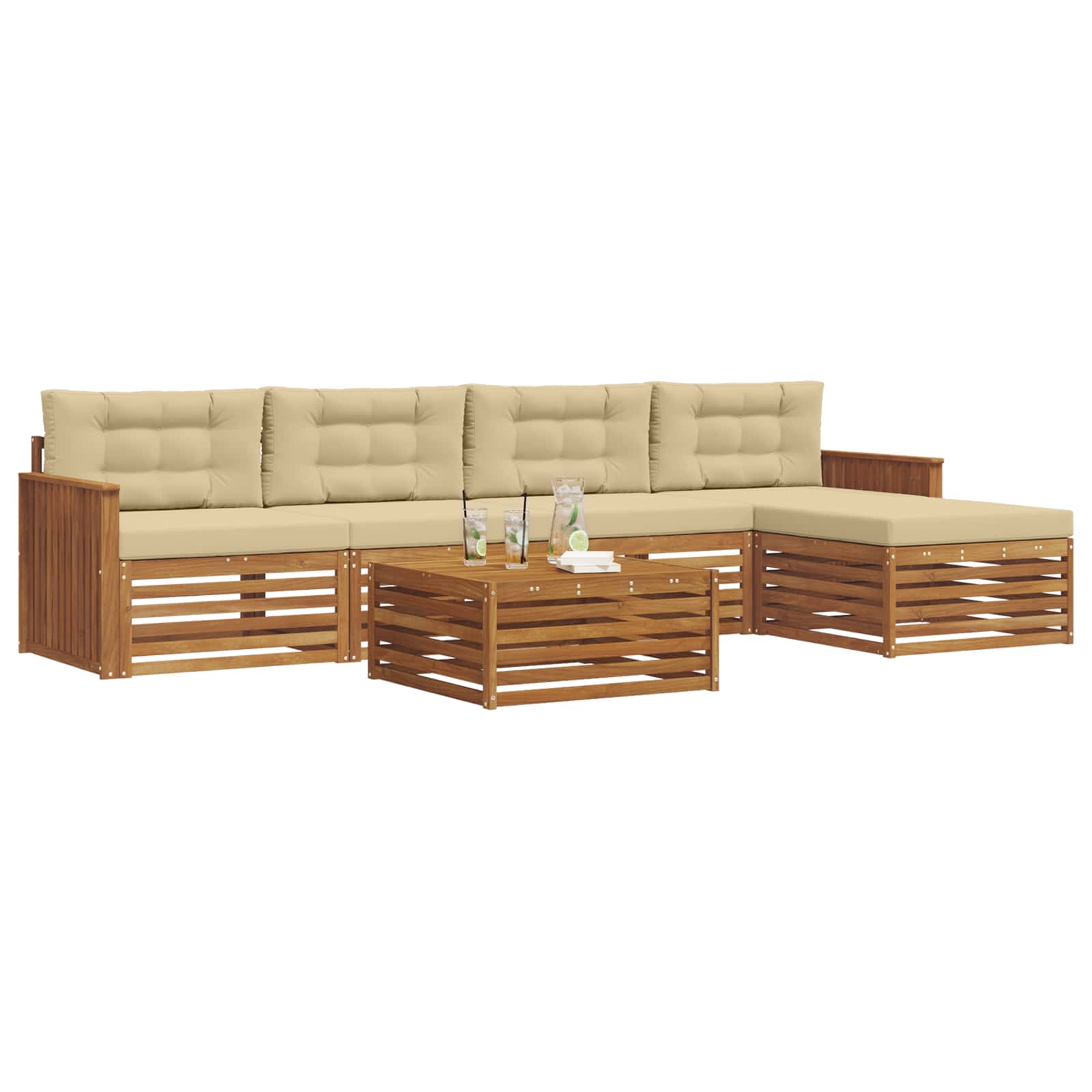 Ensemble de canapés d'extérieur 6 pcs Naturel et Beige - XIOS
