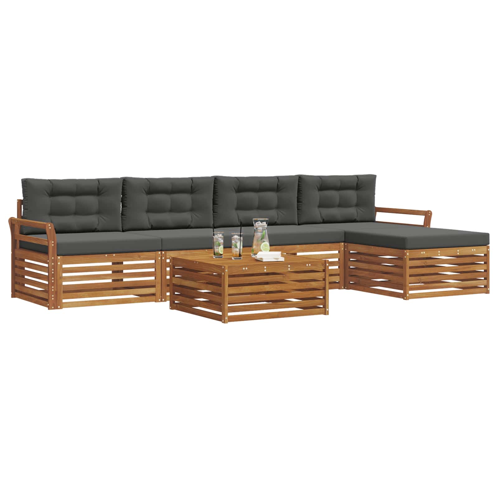 Ensemble de canapés d'extérieur 6 pcs Naturel et Anthracite - XIOS