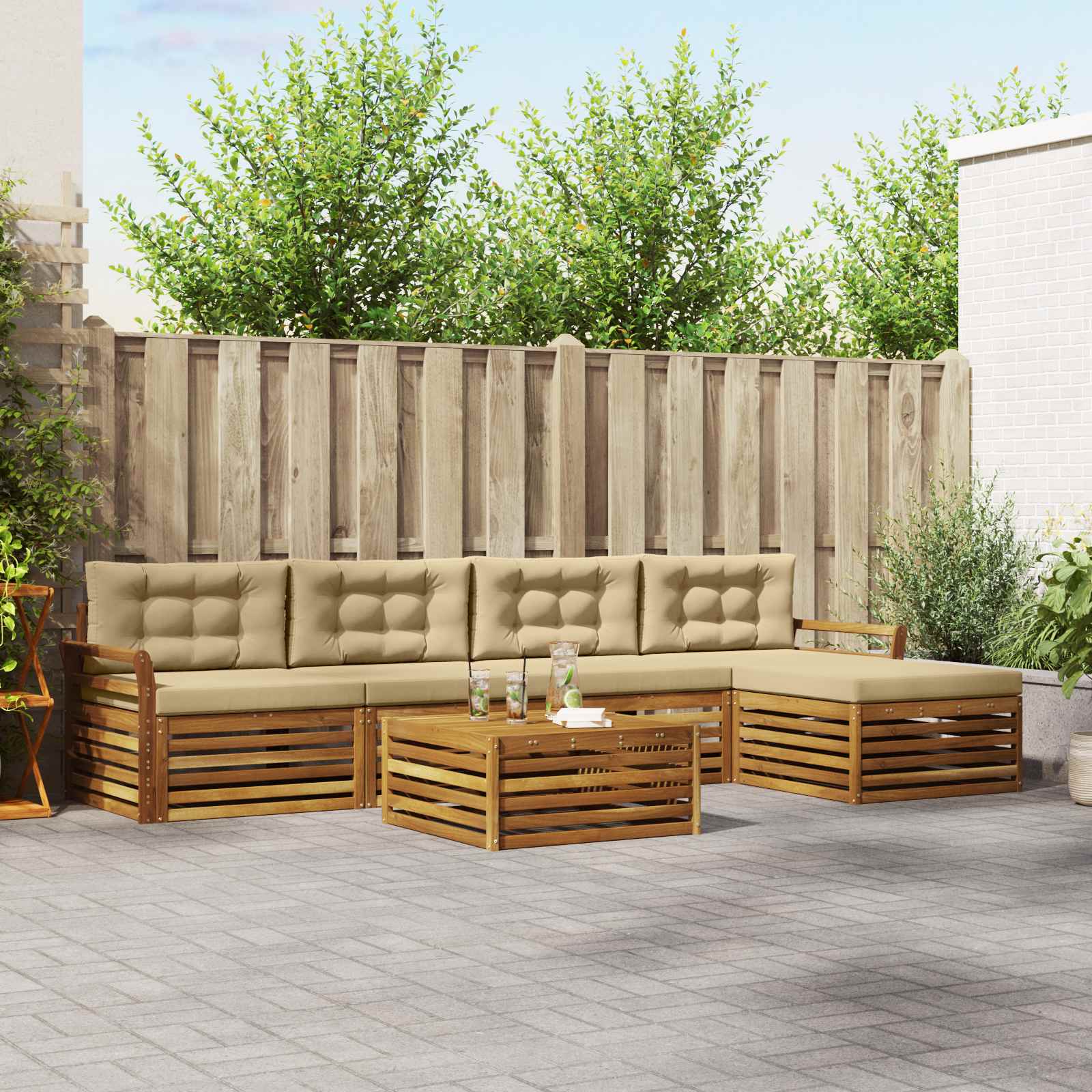 Ensemble de canapés d'extérieur 6 pcs Naturel et Beige - XIOS