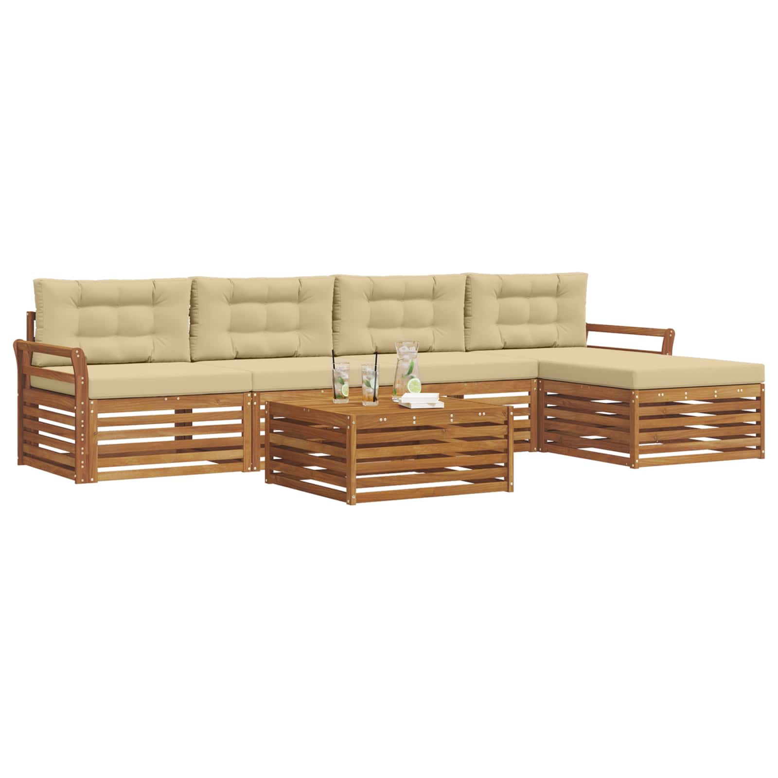 Ensemble de canapés d'extérieur 6 pcs Naturel et Beige - XIOS