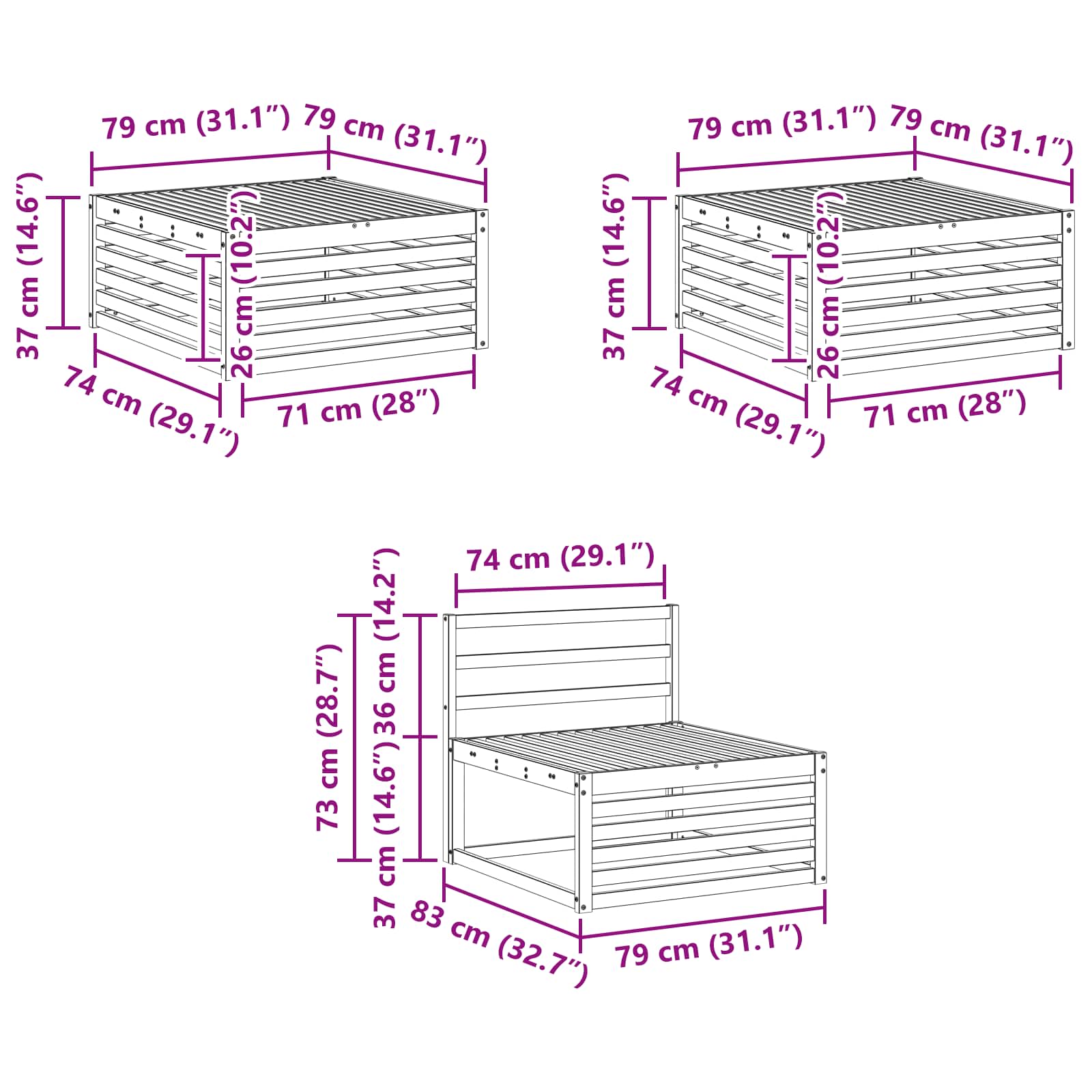 Ensemble de canapés d'extérieur 6 pcs Naturel - XIOS