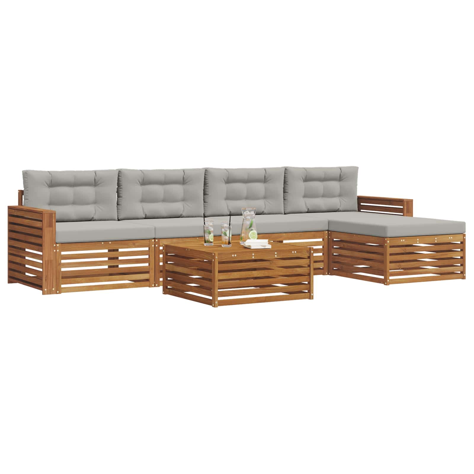 Ensemble de canapés d'extérieur 6 pcs Gris Naturel et Clair - XIOS