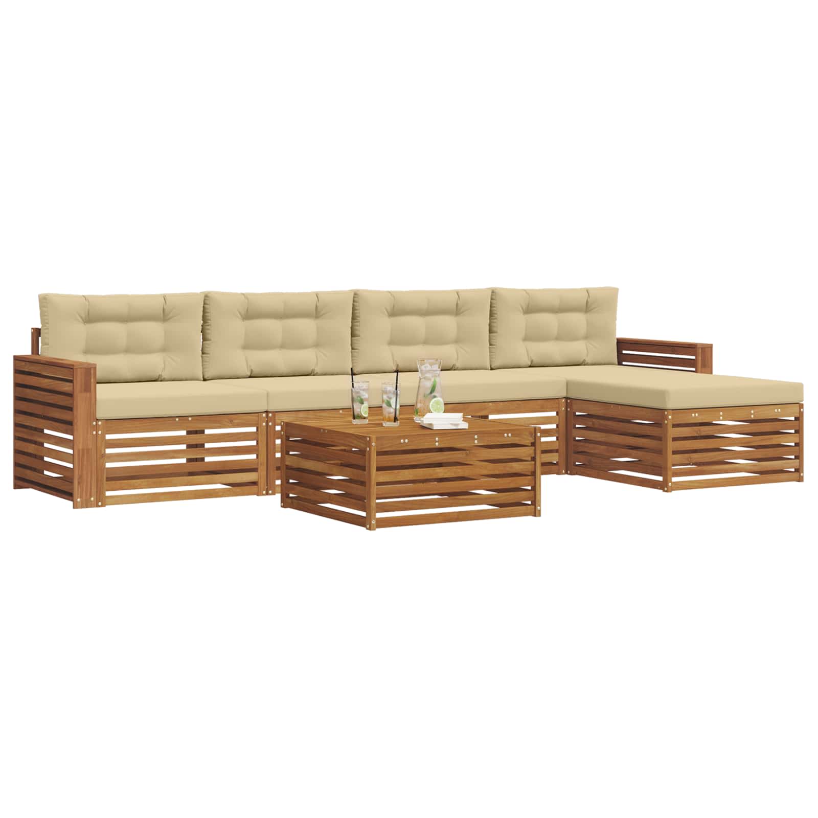 Ensemble de canapés d'extérieur 6 pcs Naturel et Beige - XIOS