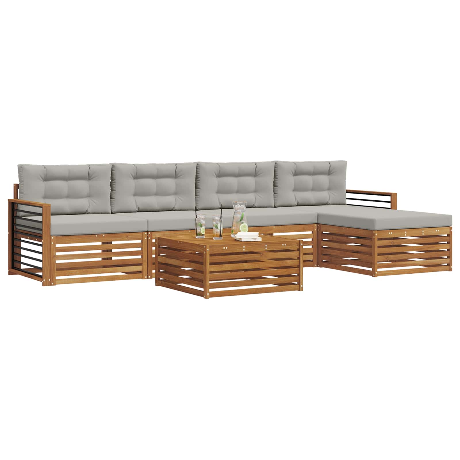 Ensemble de canapés d'extérieur 6 pcs Gris Naturel et Clair - XIOS