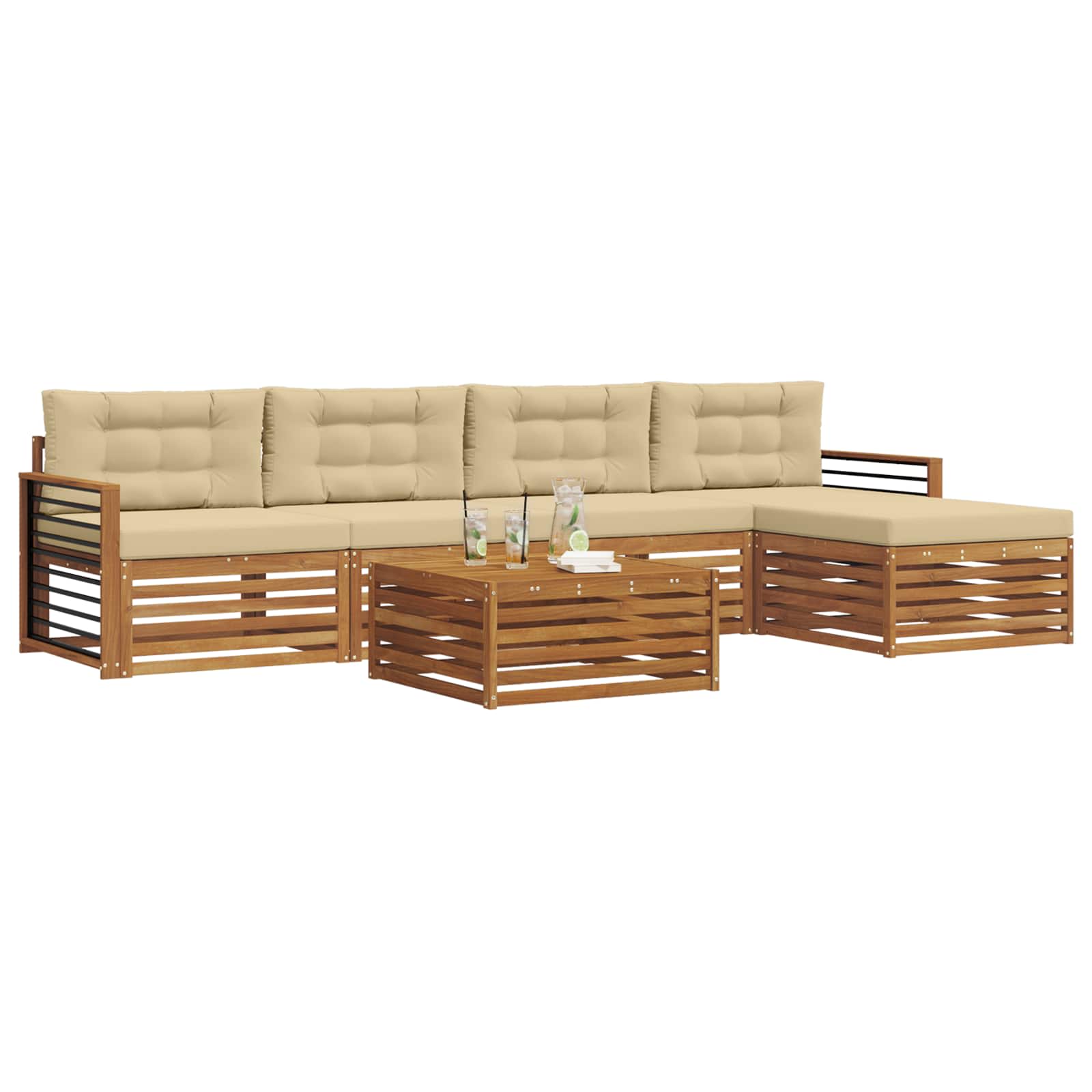 Ensemble de canapés d'extérieur 6 pcs Naturel et Beige - XIOS
