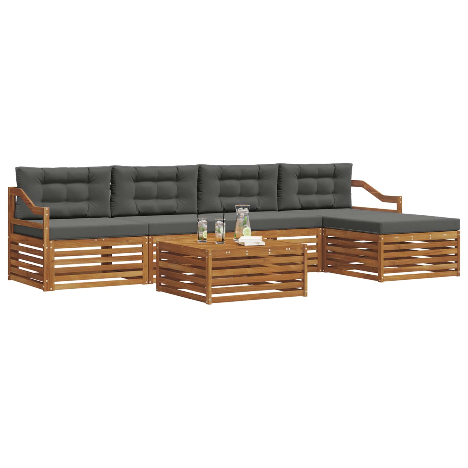 Ensemble de canapés d'extérieur 6 pcs Naturel et Anthracite - XIOS