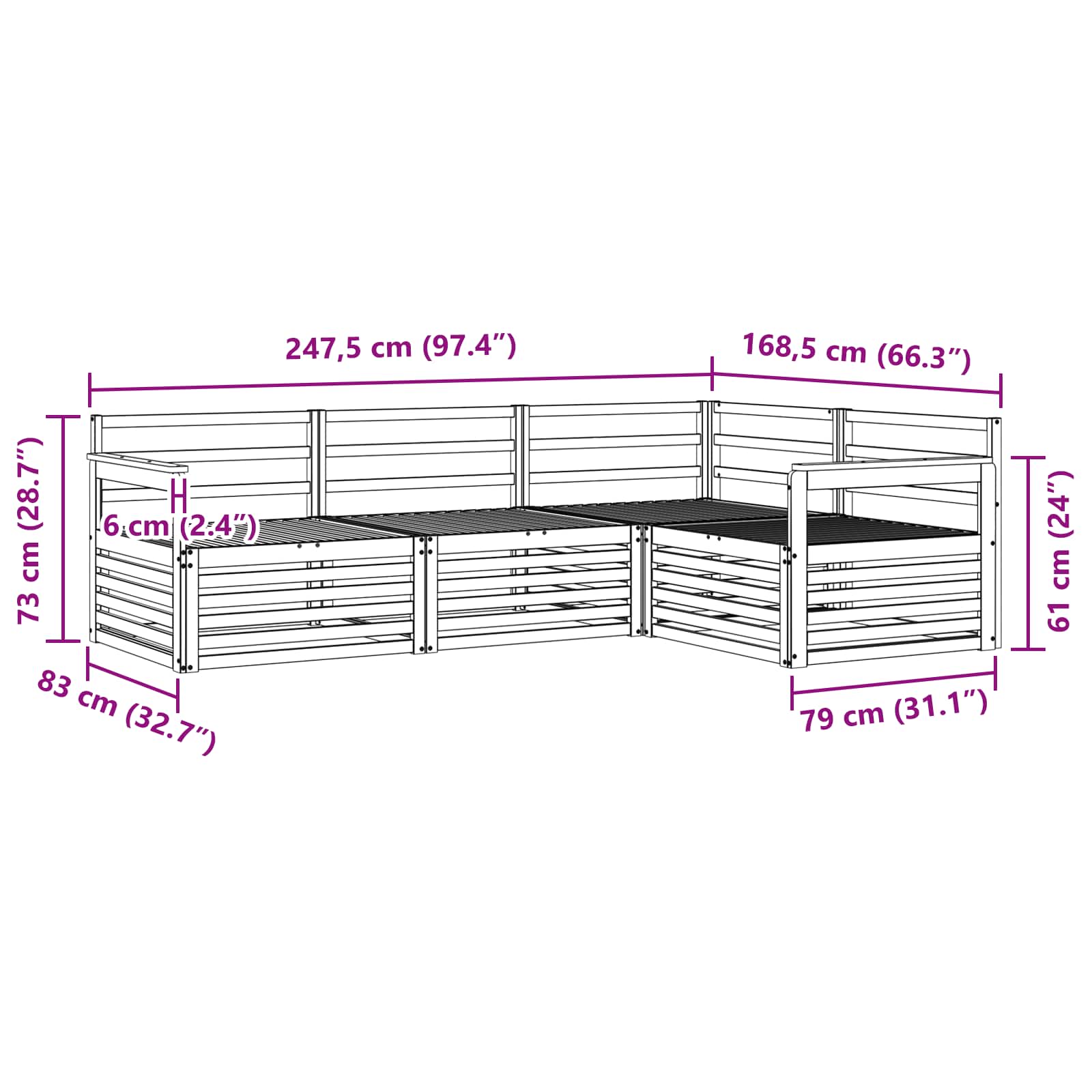 Ensemble de canapés d'extérieur 4 pcs Naturel - XIOS