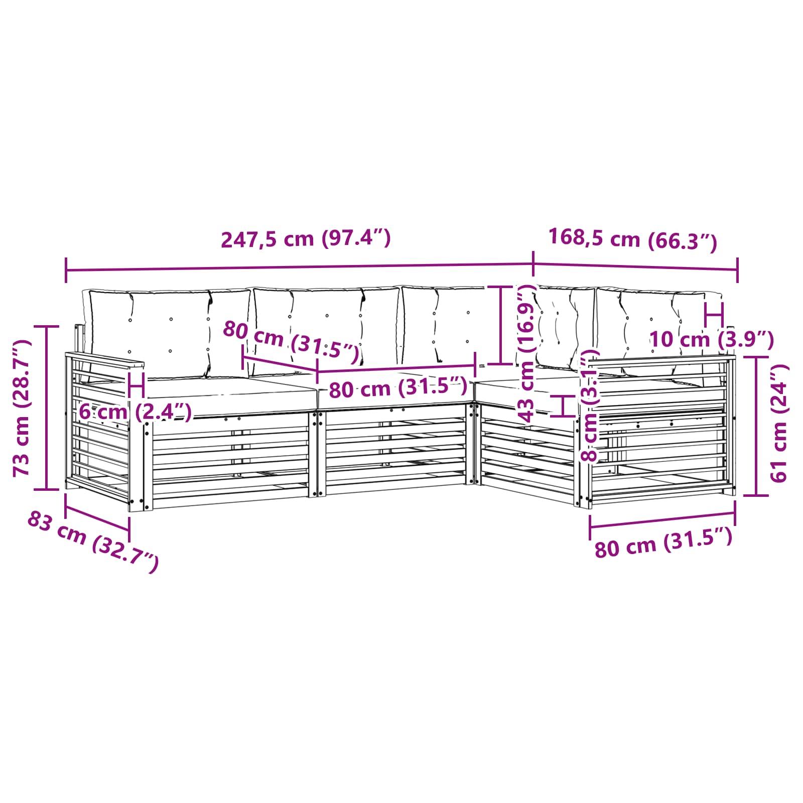 Ensemble de canapés d'extérieur 4 pcs Naturel et Beige - XIOS