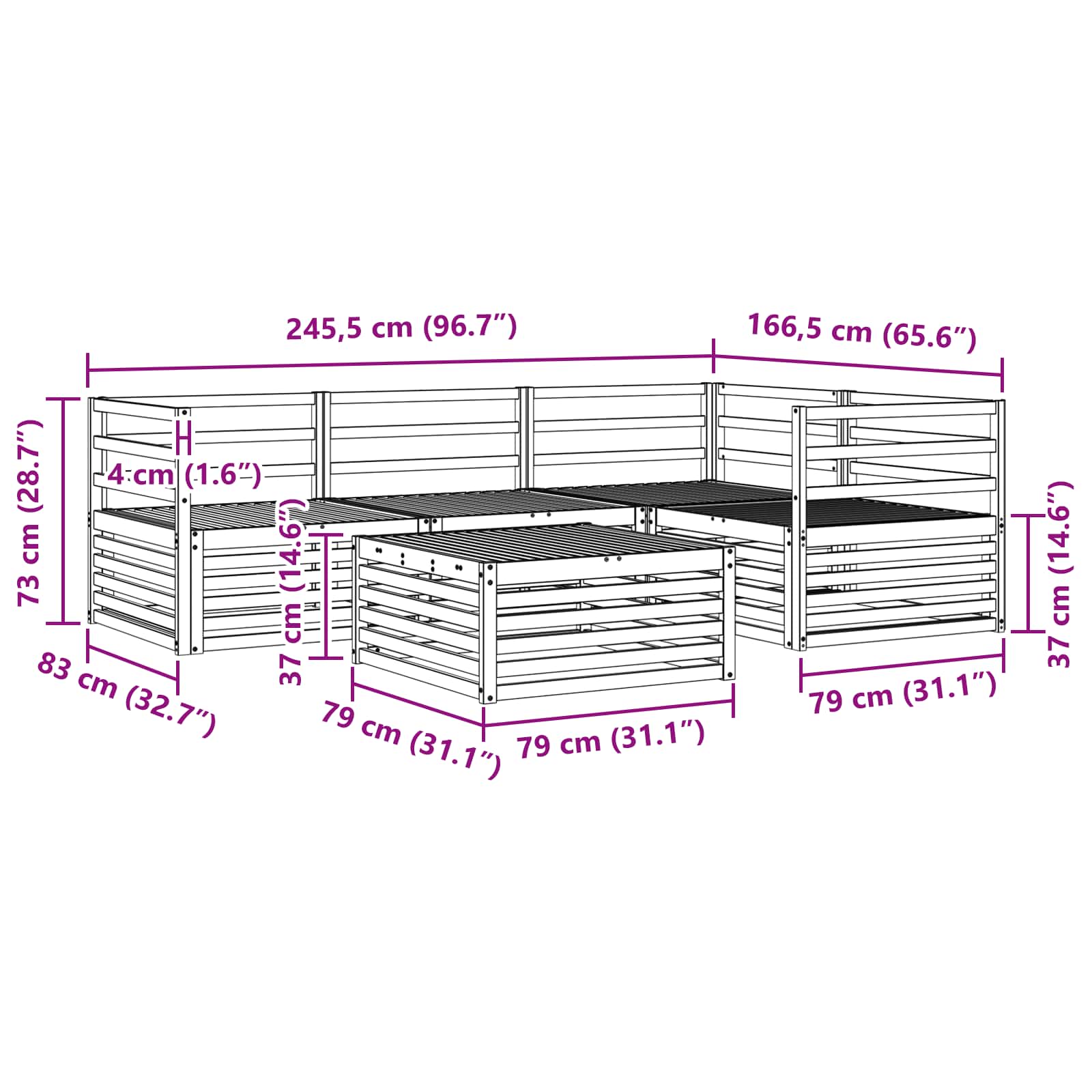 Ensemble de canapés d'extérieur 5 pcs Naturel - XIOS