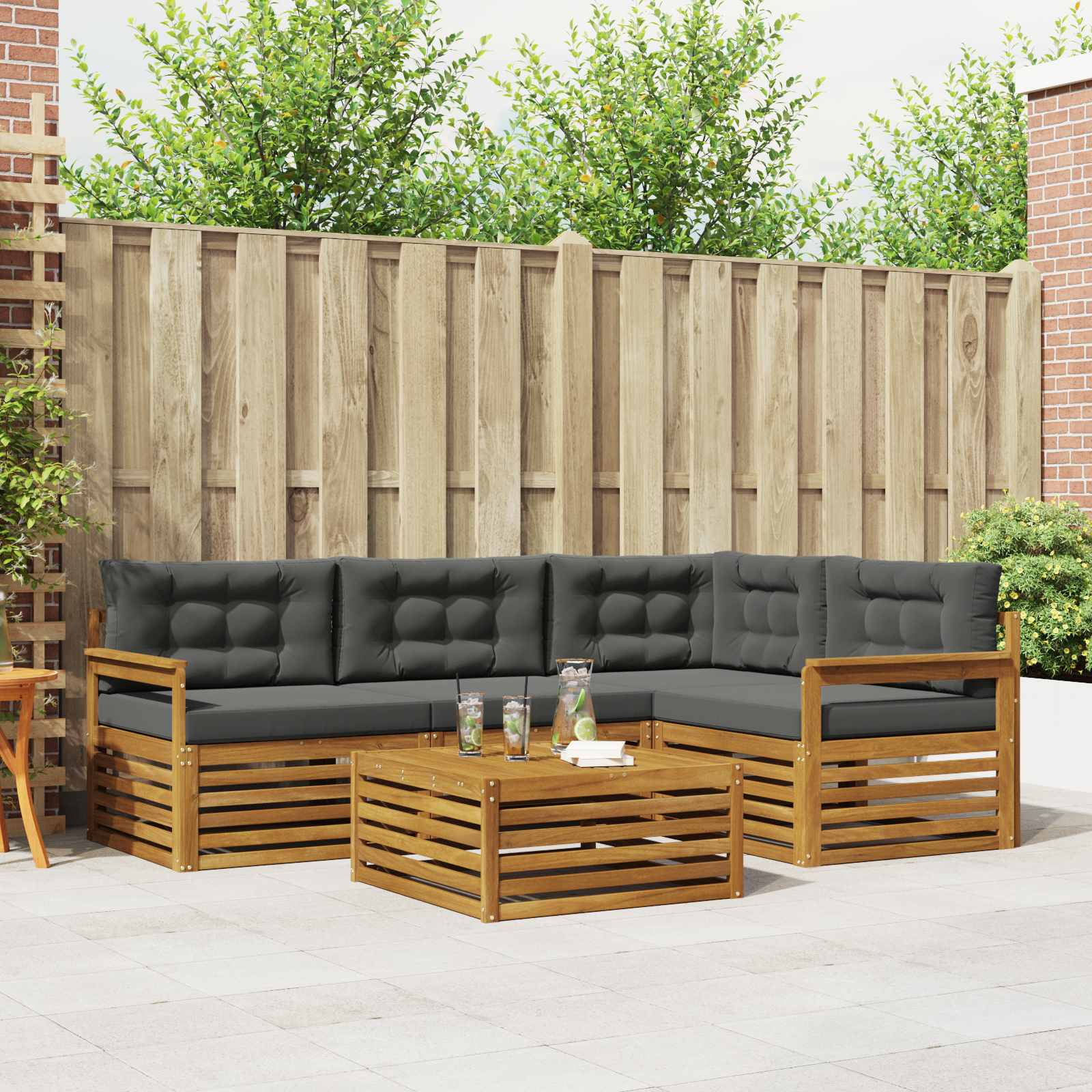 Ensemble de canapés d'extérieur 5 pcs Naturel et Anthracite - XIOS