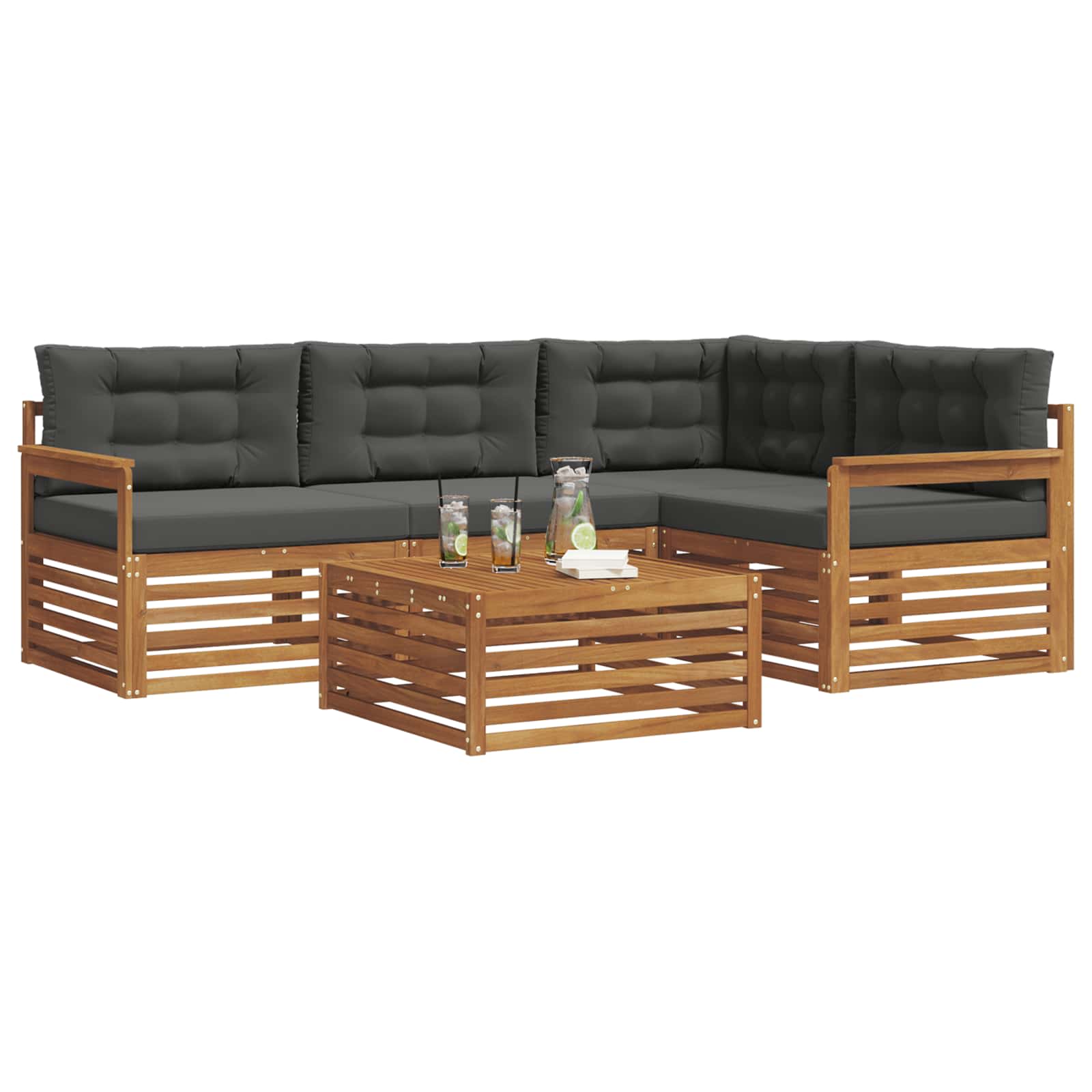 Ensemble de canapés d'extérieur 5 pcs Naturel et Anthracite - XIOS