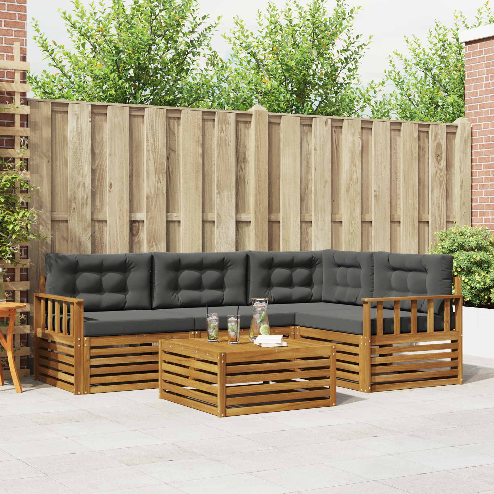 Ensemble de canapés d'extérieur 5 pcs Naturel et Anthracite - XIOS