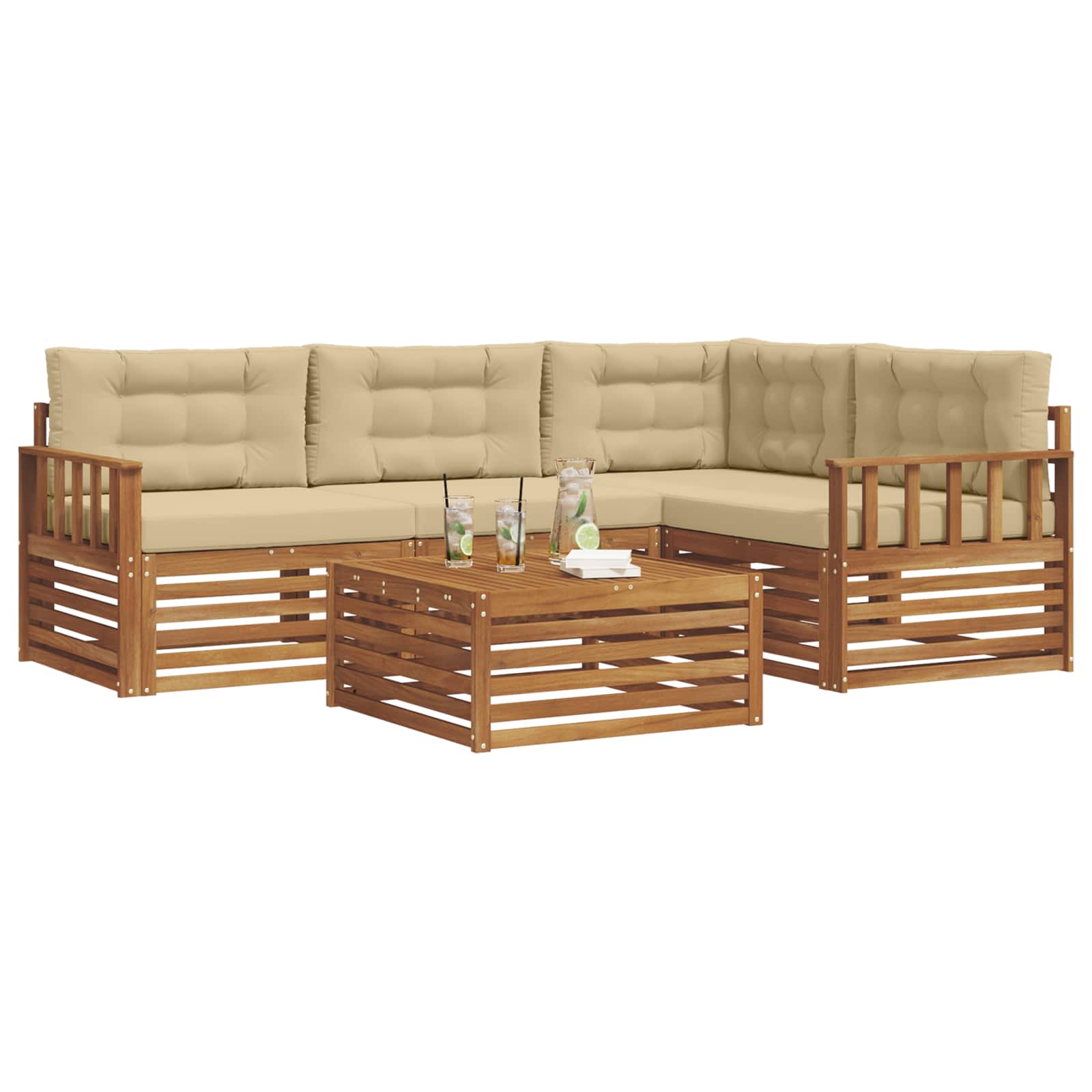 Ensemble de canapés d'extérieur 5 pcs Naturel et Beige - XIOS