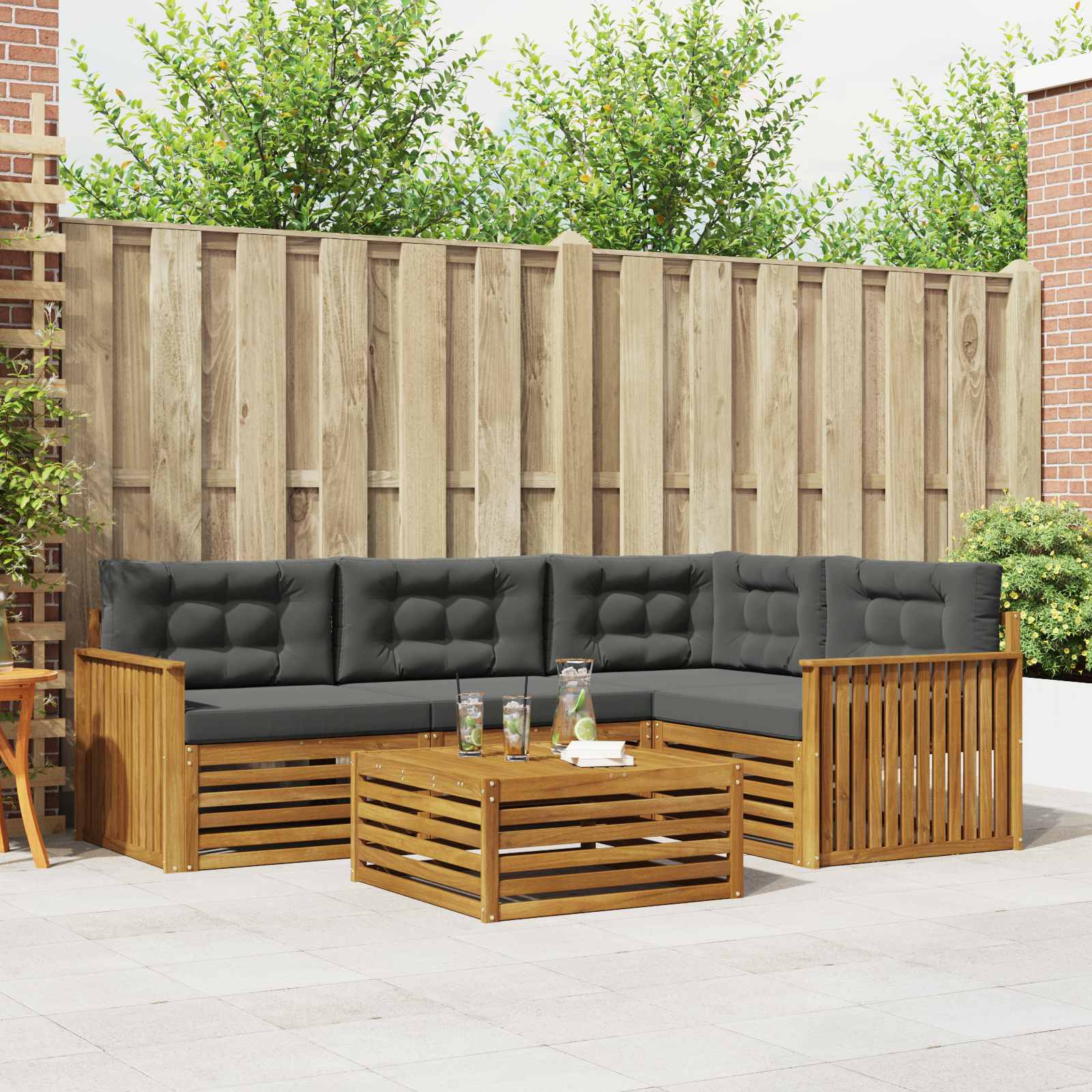 Ensemble de canapés d'extérieur 5 pcs Naturel et Anthracite - XIOS