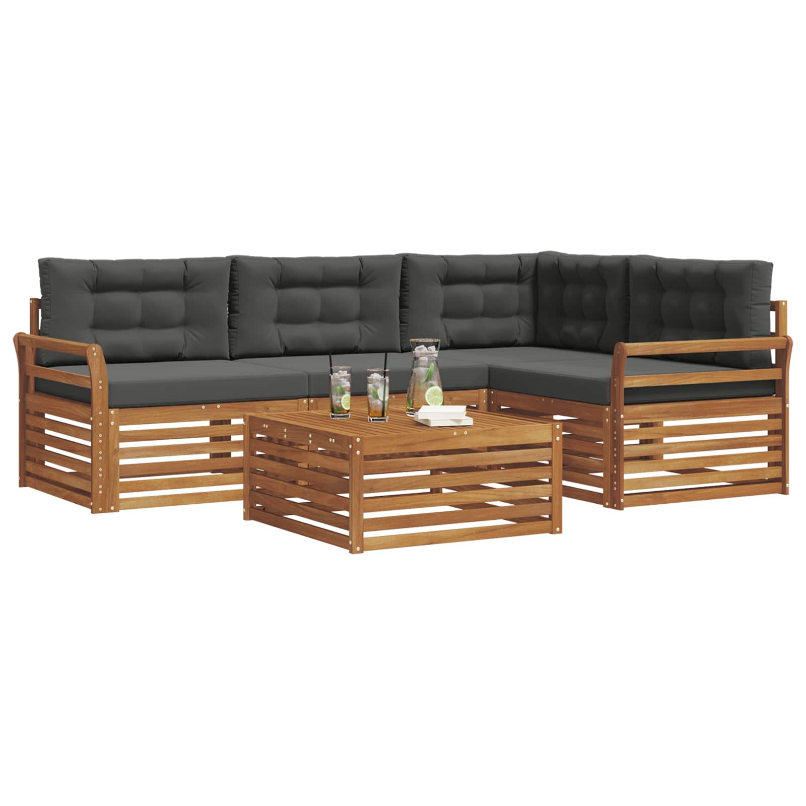 Ensemble de canapés d'extérieur 5 pcs Naturel et Anthracite - XIOS