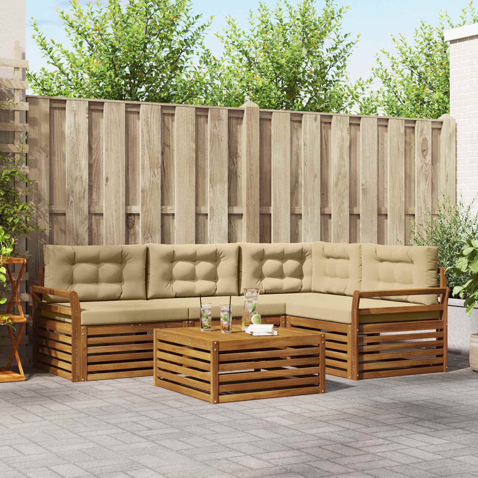 Ensemble de canapés d'extérieur 5 pcs Naturel et Beige - XIOS
