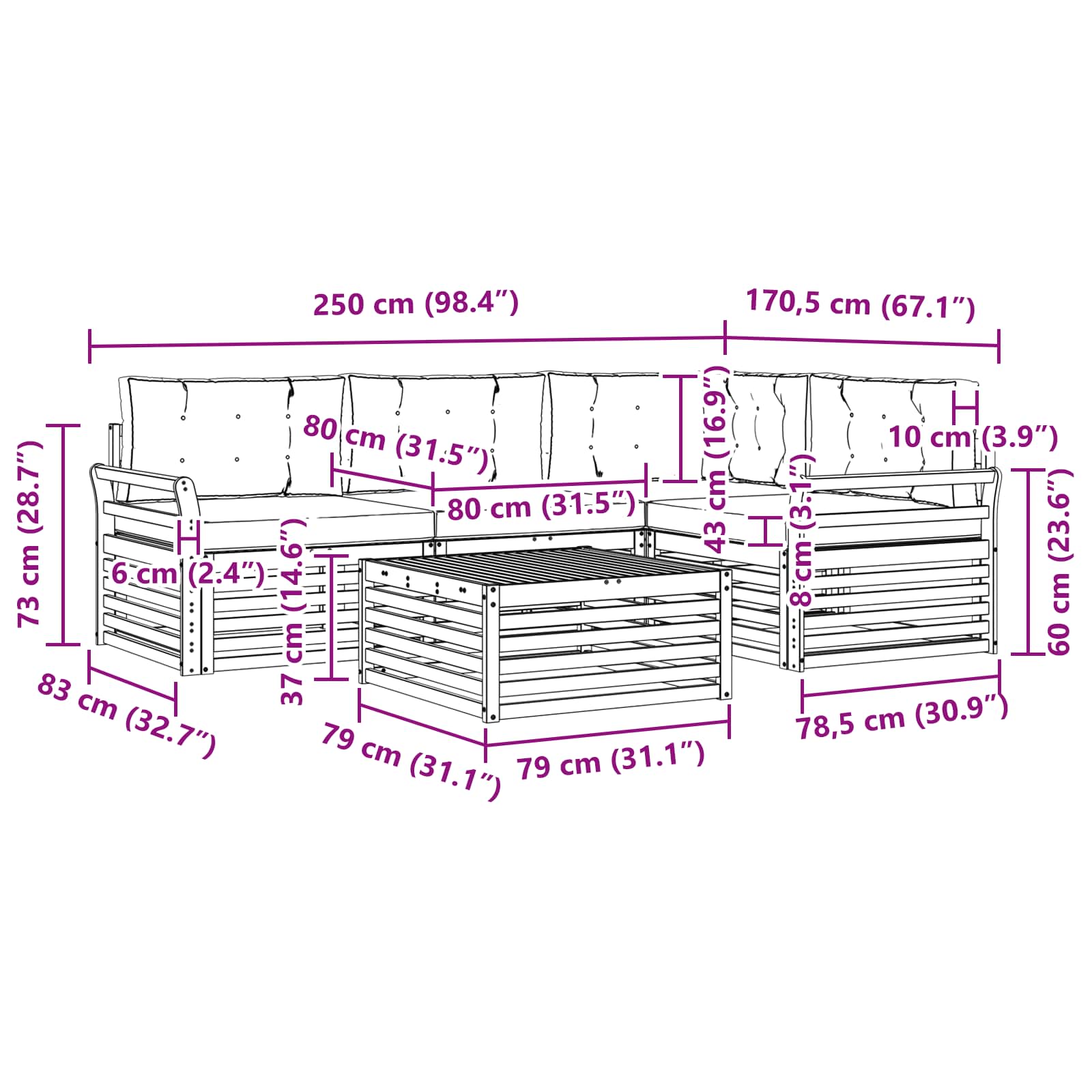 Ensemble de canapés d'extérieur 5 pcs Naturel et Beige - XIOS