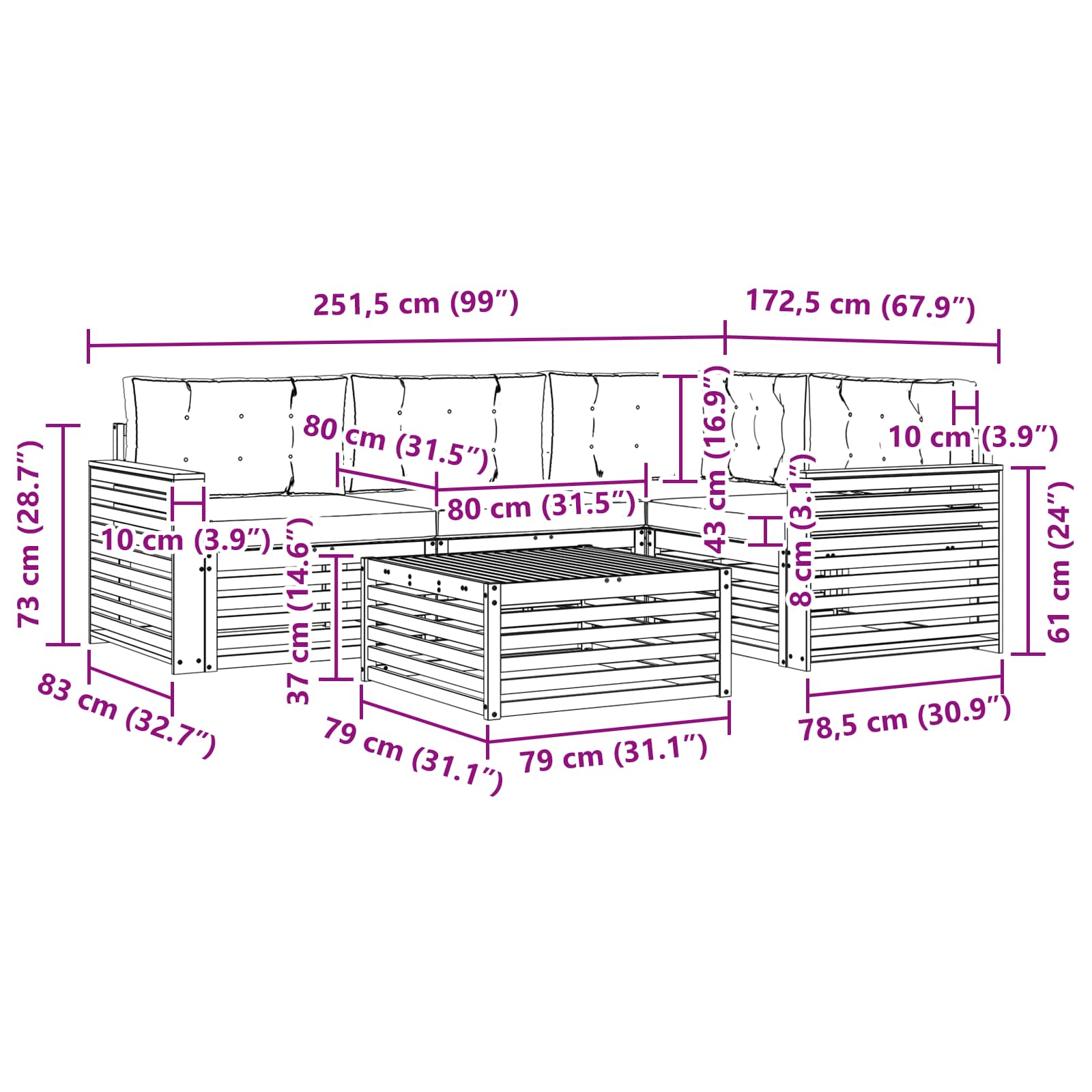 Ensemble de canapés d'extérieur 5 pcs Gris Naturel et Clair - XIOS