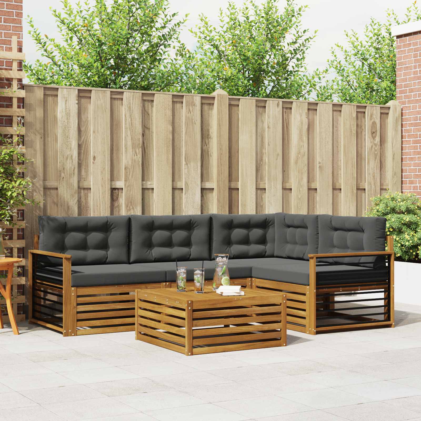 Ensemble de canapés d'extérieur 5 pcs Naturel et Anthracite - XIOS