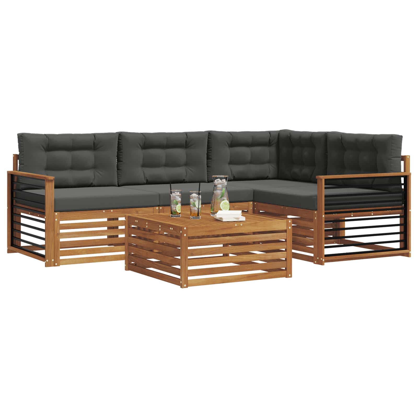 Ensemble de canapés d'extérieur 5 pcs Naturel et Anthracite - XIOS