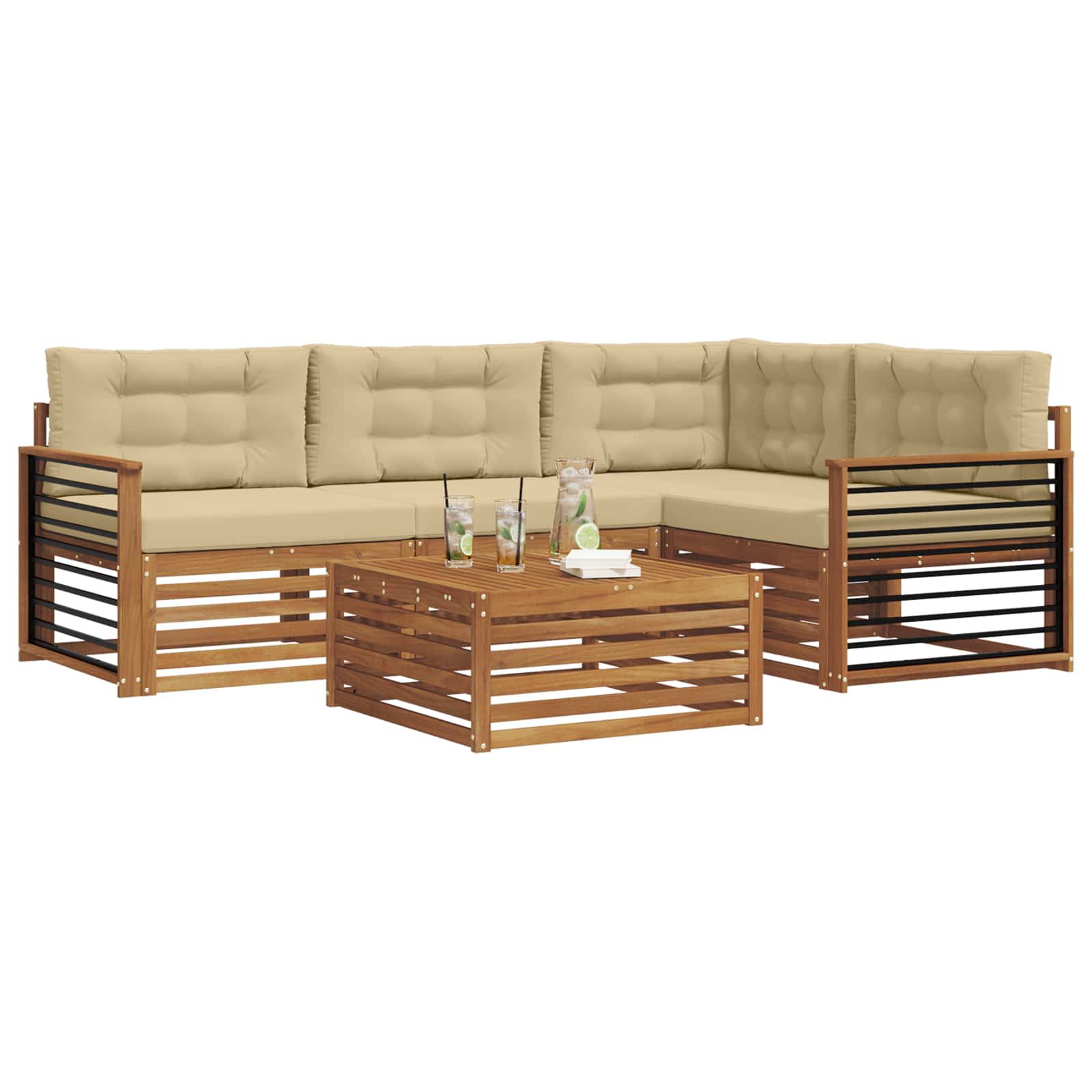 Ensemble de canapés d'extérieur 5 pcs Naturel et Beige - XIOS
