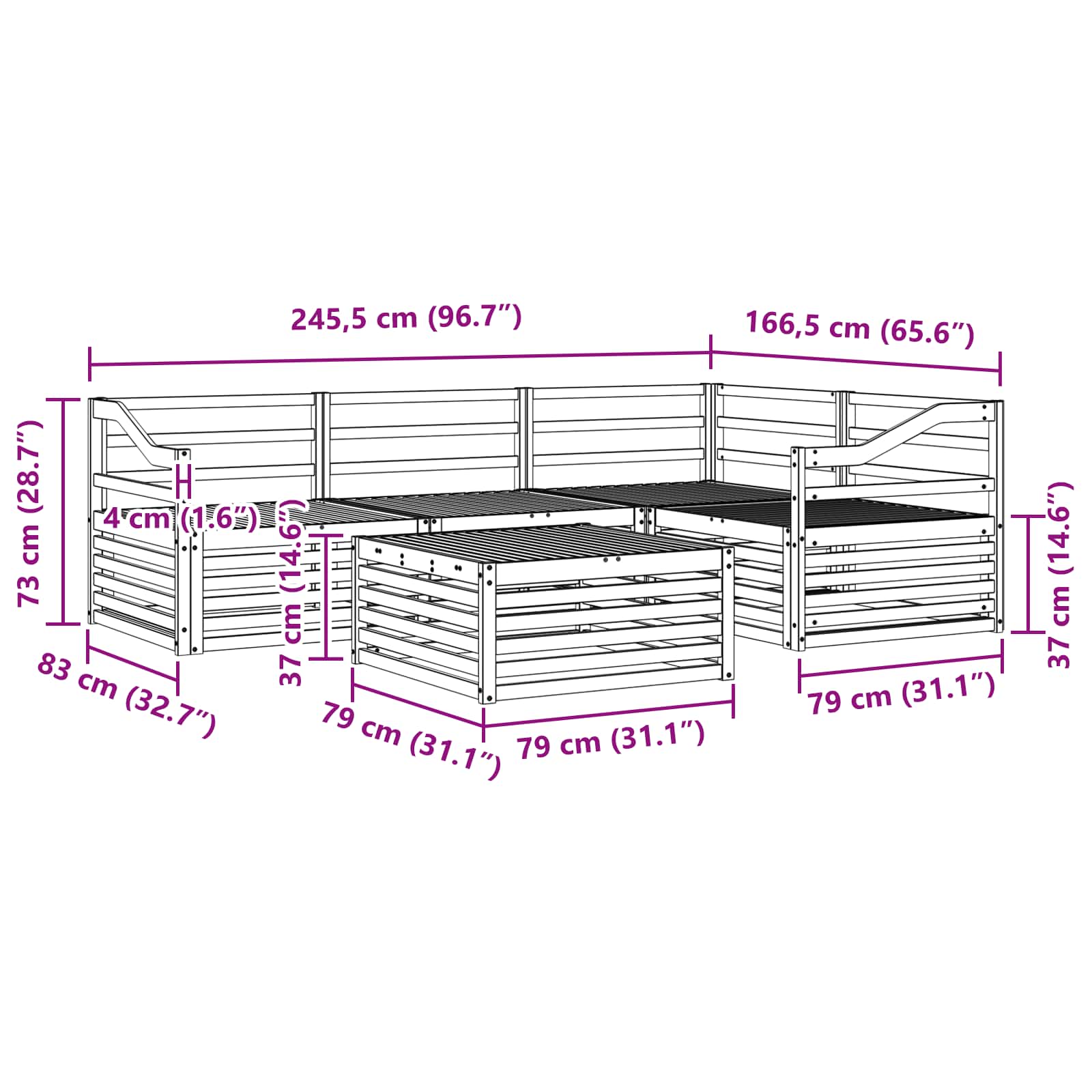 Ensemble de canapés d'extérieur 5 pcs Naturel - XIOS