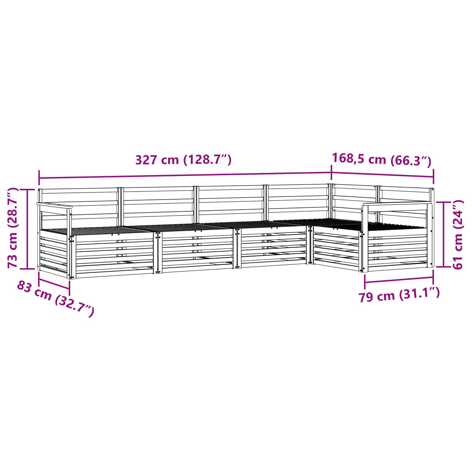Ensemble de canapés d'extérieur 5 pcs Naturel - XIOS