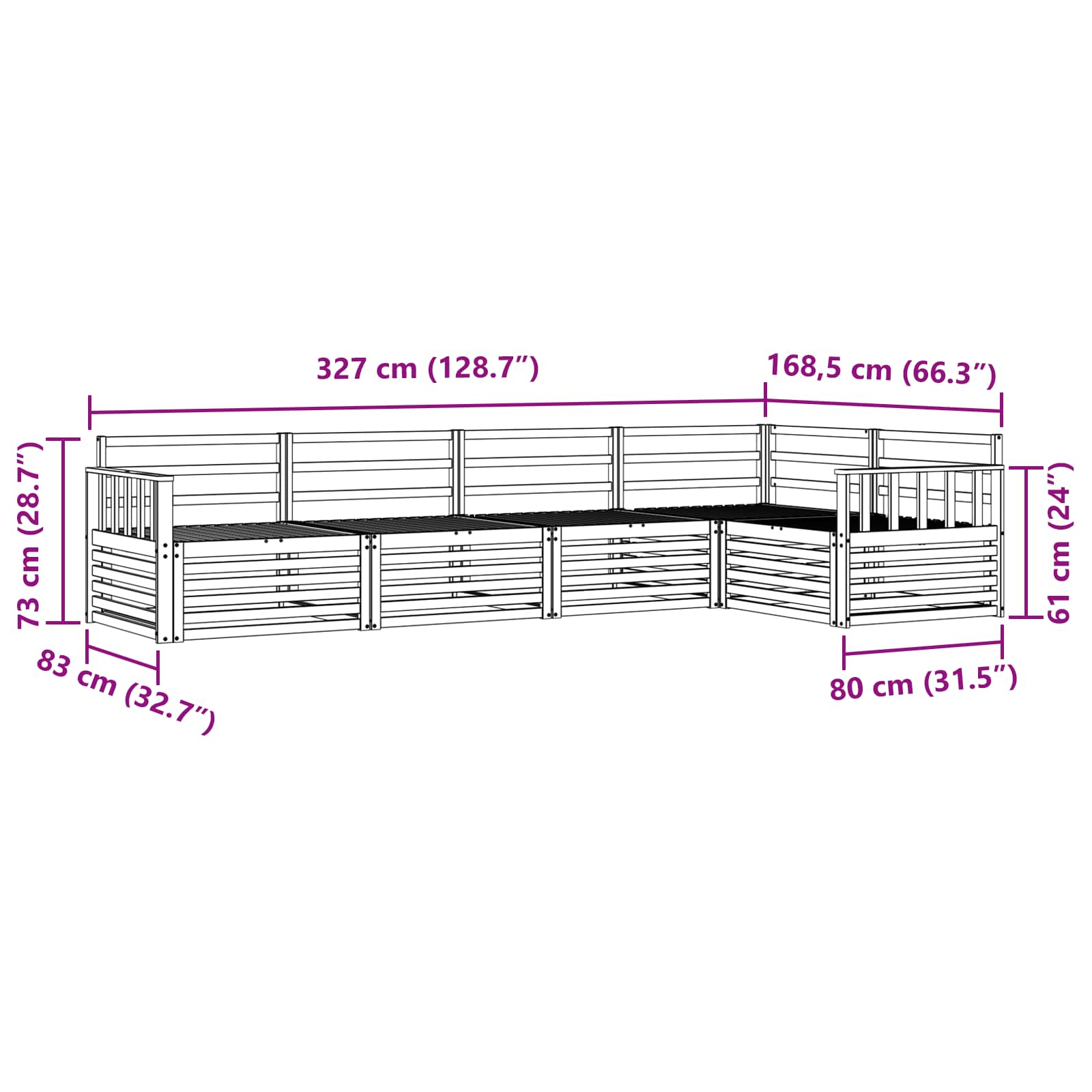 Ensemble de canapés d'extérieur 5 pcs Naturel - XIOS