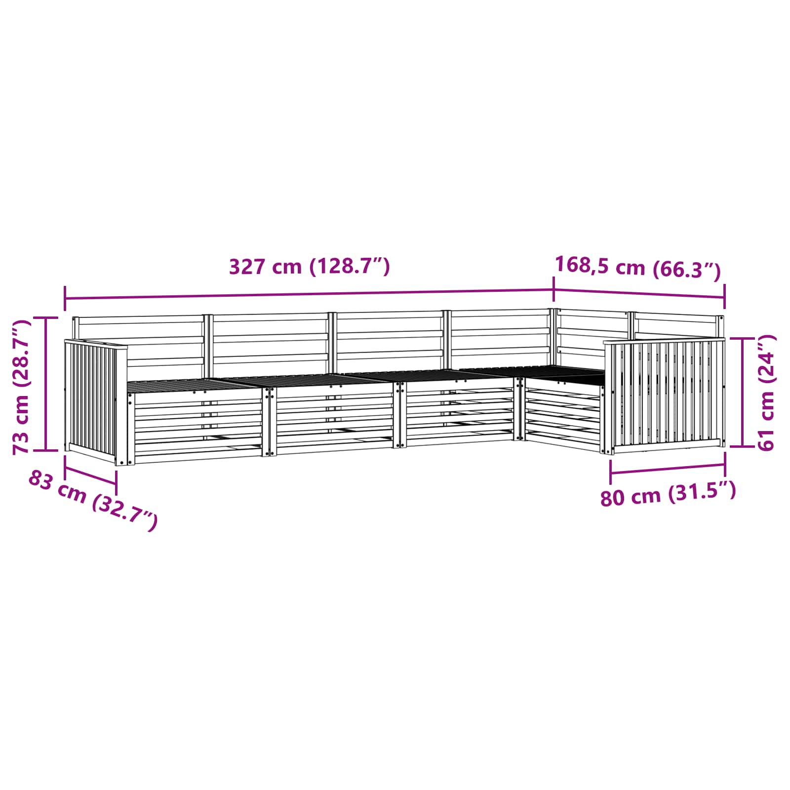 Ensemble de canapés d'extérieur 5 pcs Naturel - XIOS