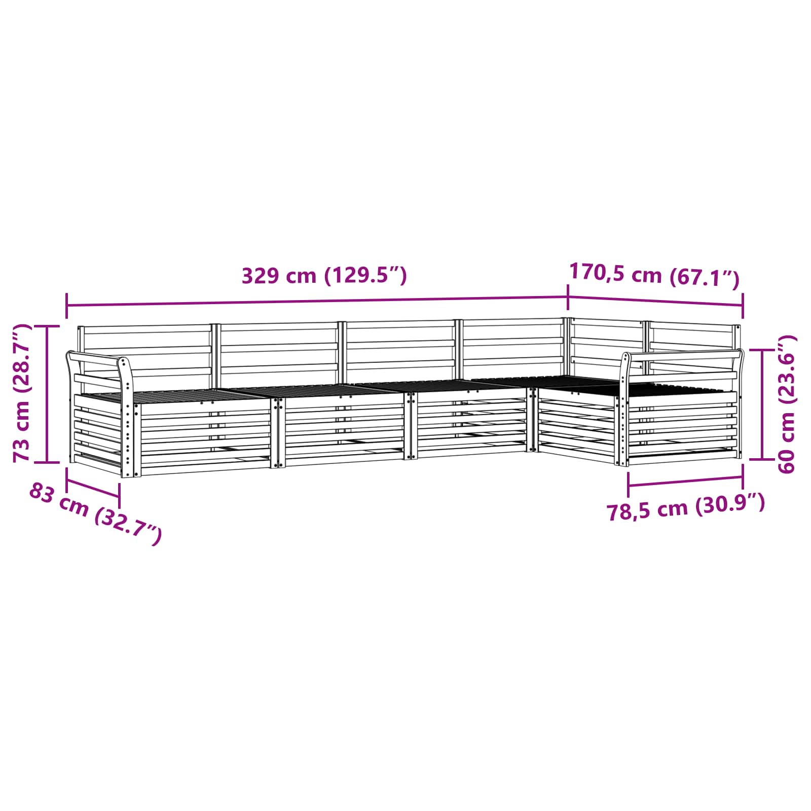 Ensemble de canapés d'extérieur 5 pcs Naturel - XIOS