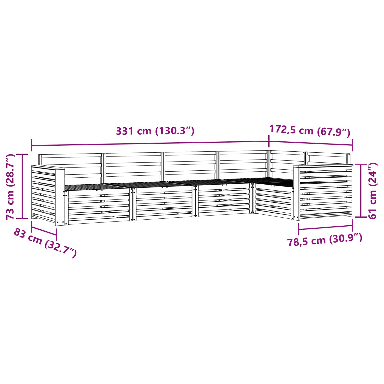 Ensemble de canapés d'extérieur 5 pcs Naturel - XIOS