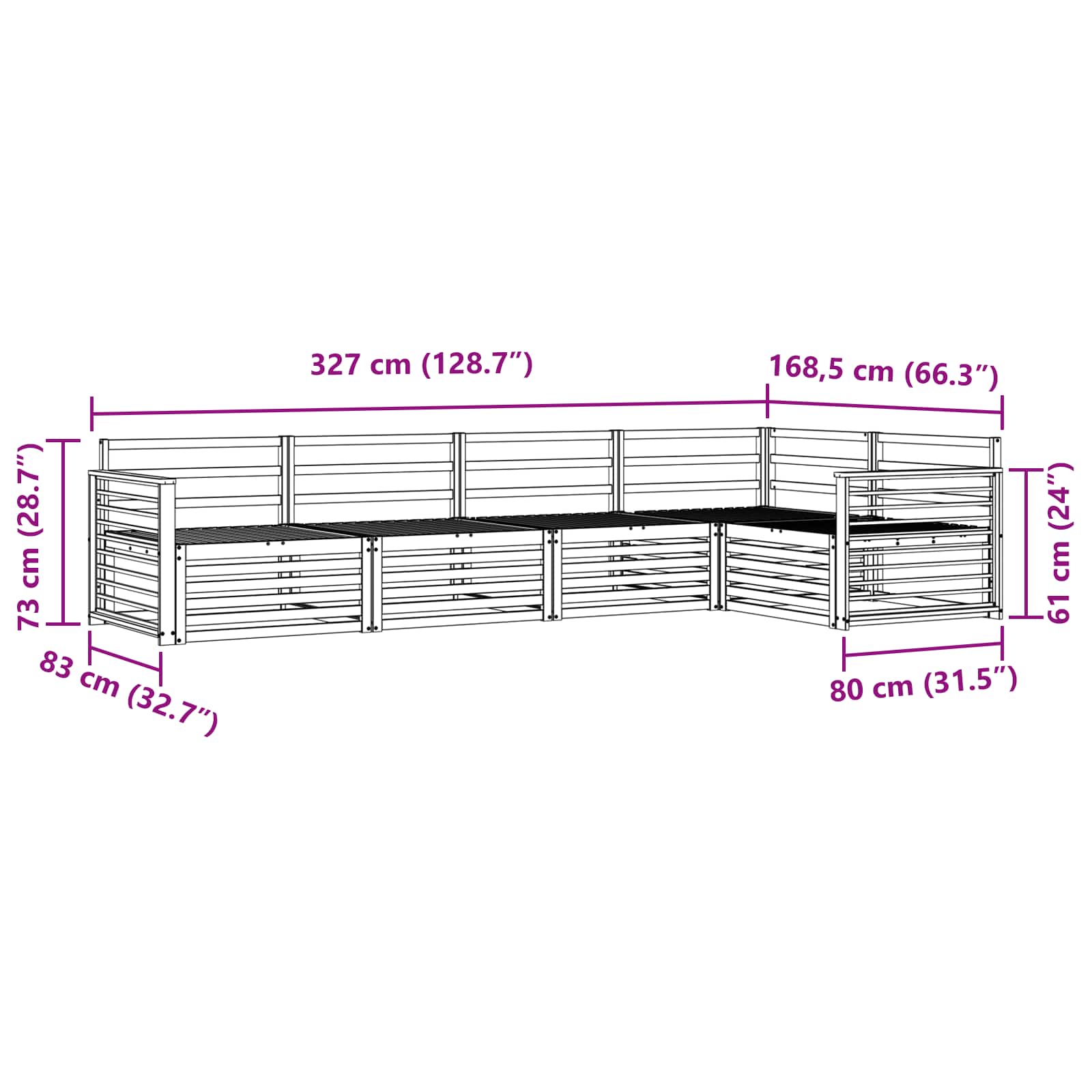 Ensemble de canapés d'extérieur 5 pcs Naturel - XIOS