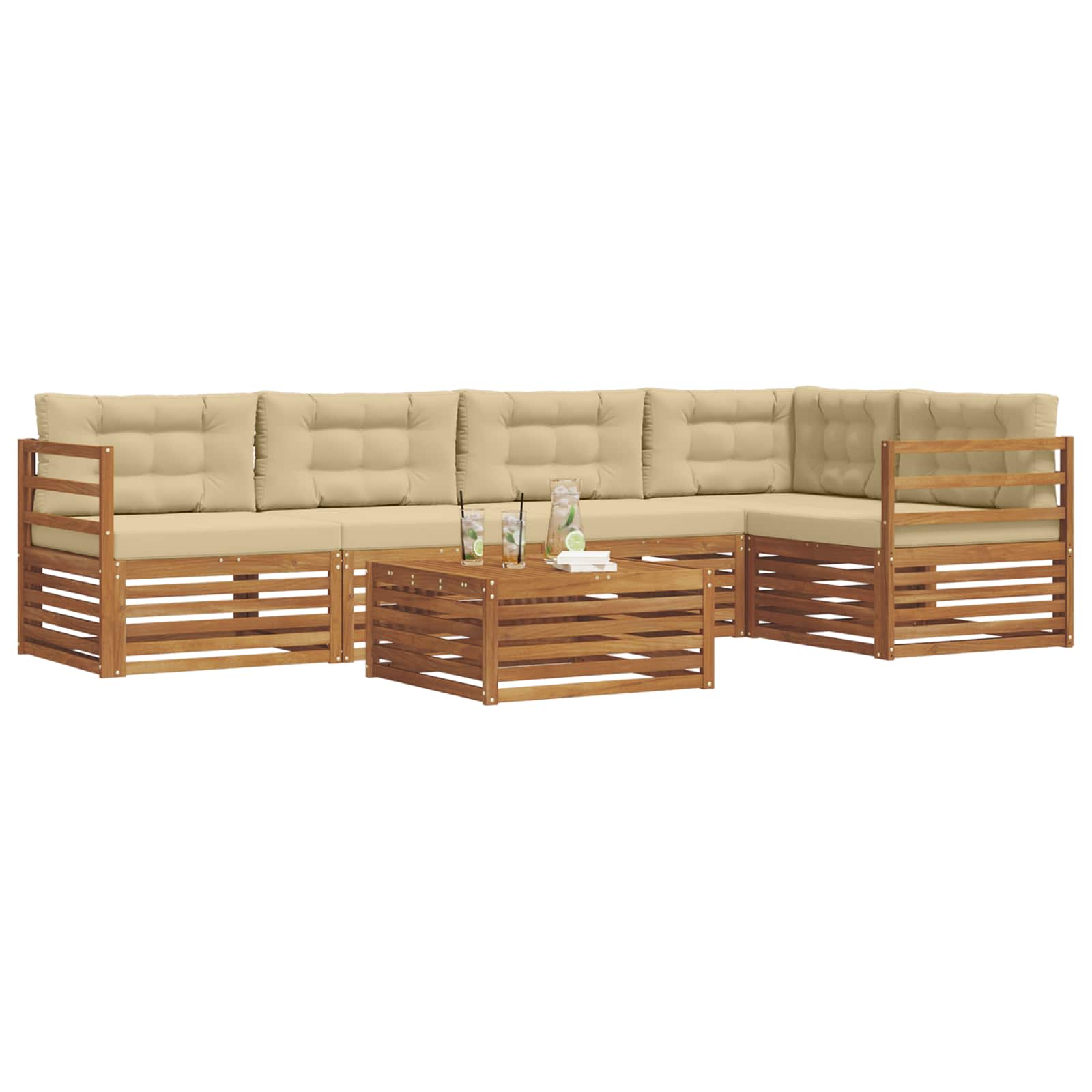 Ensemble de canapés d'extérieur 6 pcs Naturel et Beige - XIOS