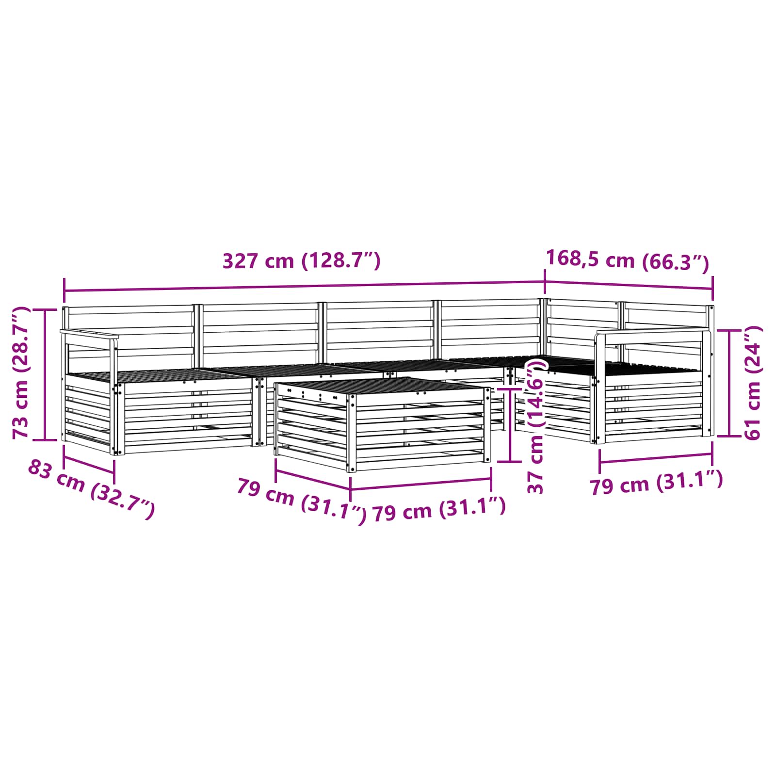 Ensemble de canapés d'extérieur 6 pcs Naturel - XIOS