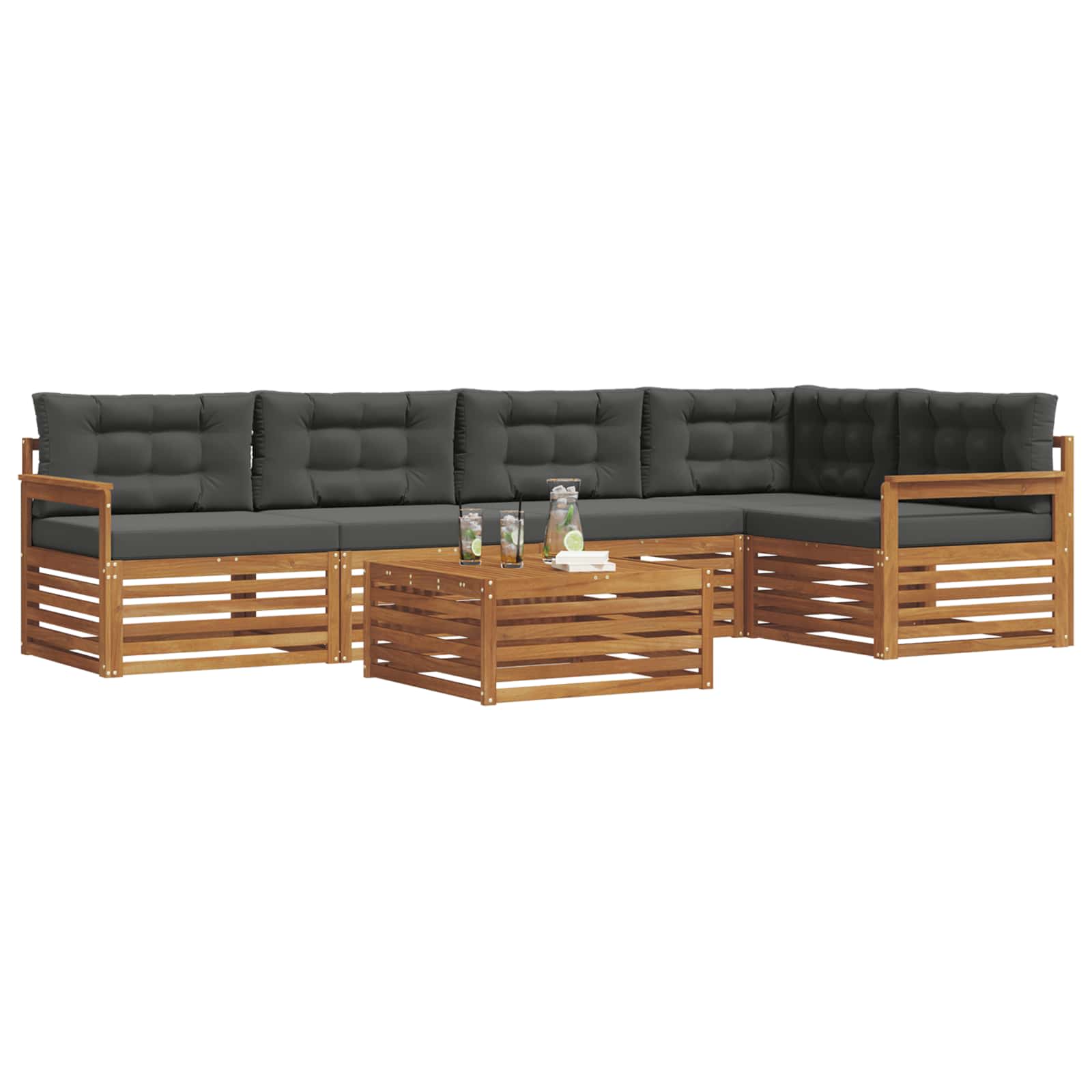 Ensemble de canapés d'extérieur 6 pcs Naturel et Anthracite - XIOS