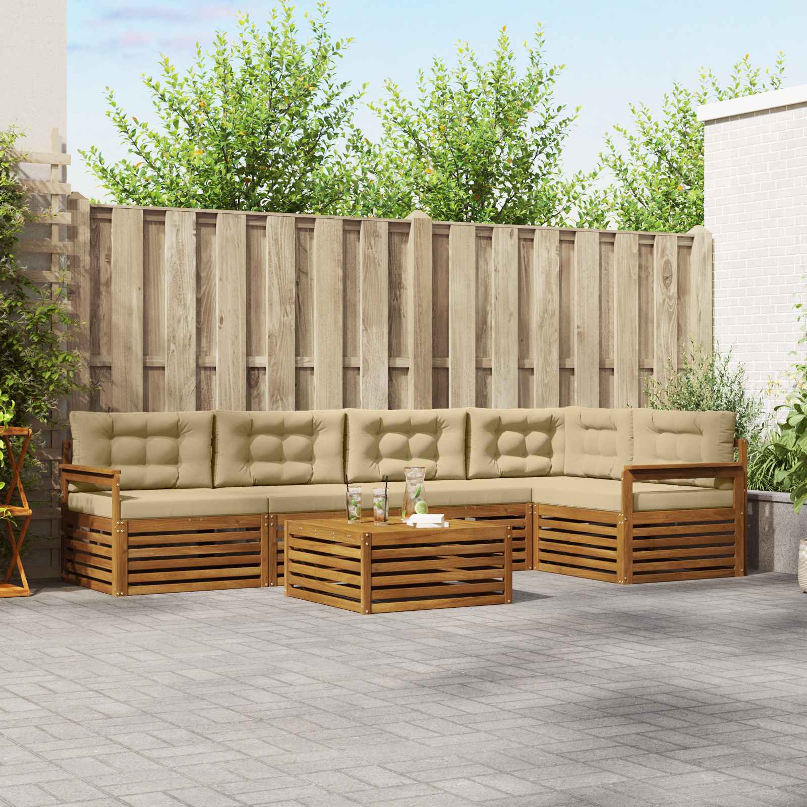 Ensemble de canapés d'extérieur 6 pcs Naturel et Beige - XIOS
