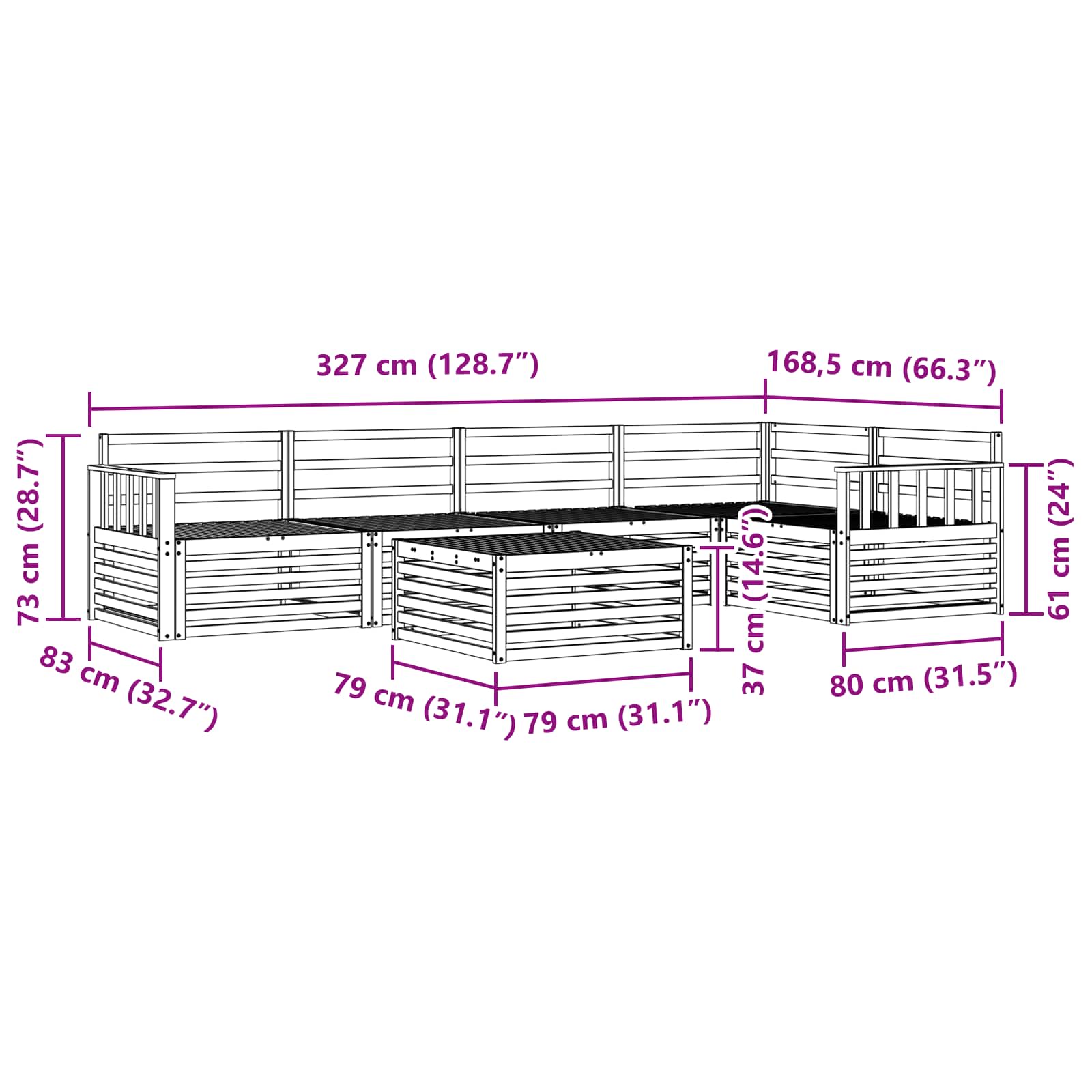 Ensemble de canapés d'extérieur 6 pcs Naturel - XIOS